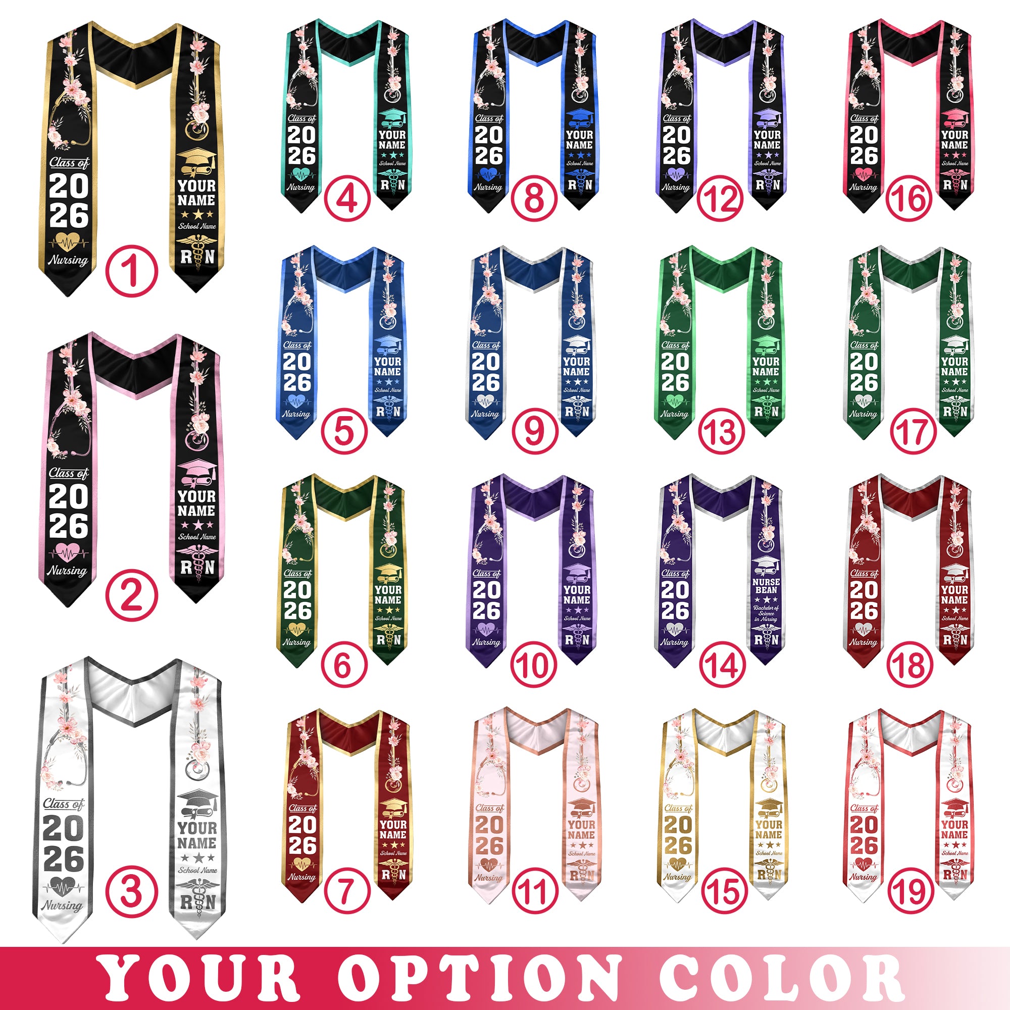 Customized RN Graduation Stole, Nursing Graduation Sash for BSN Nurses, Class of 2026