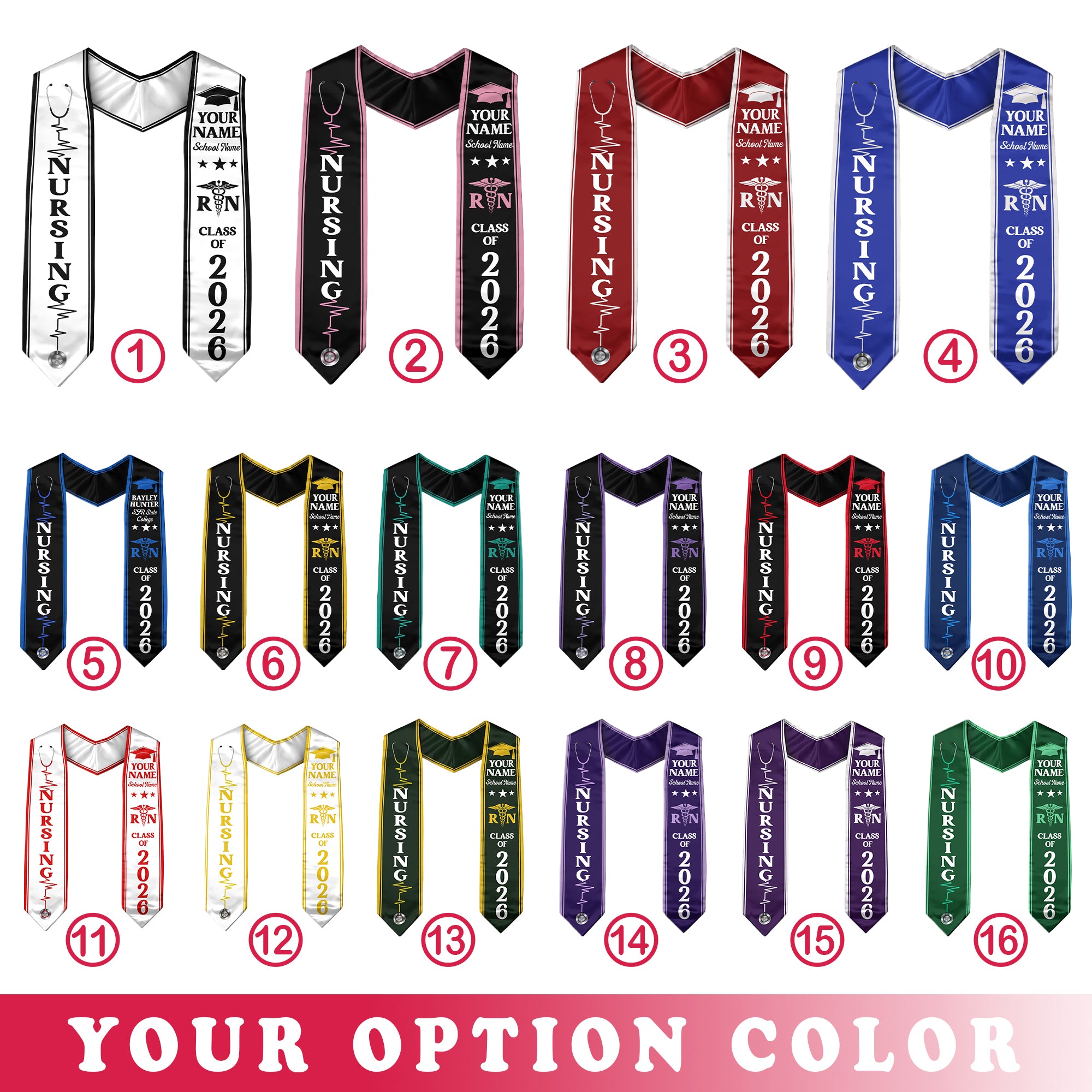 Customized Nursing Graduation Stole for RN and BSN Students, Graduation Sash 2026