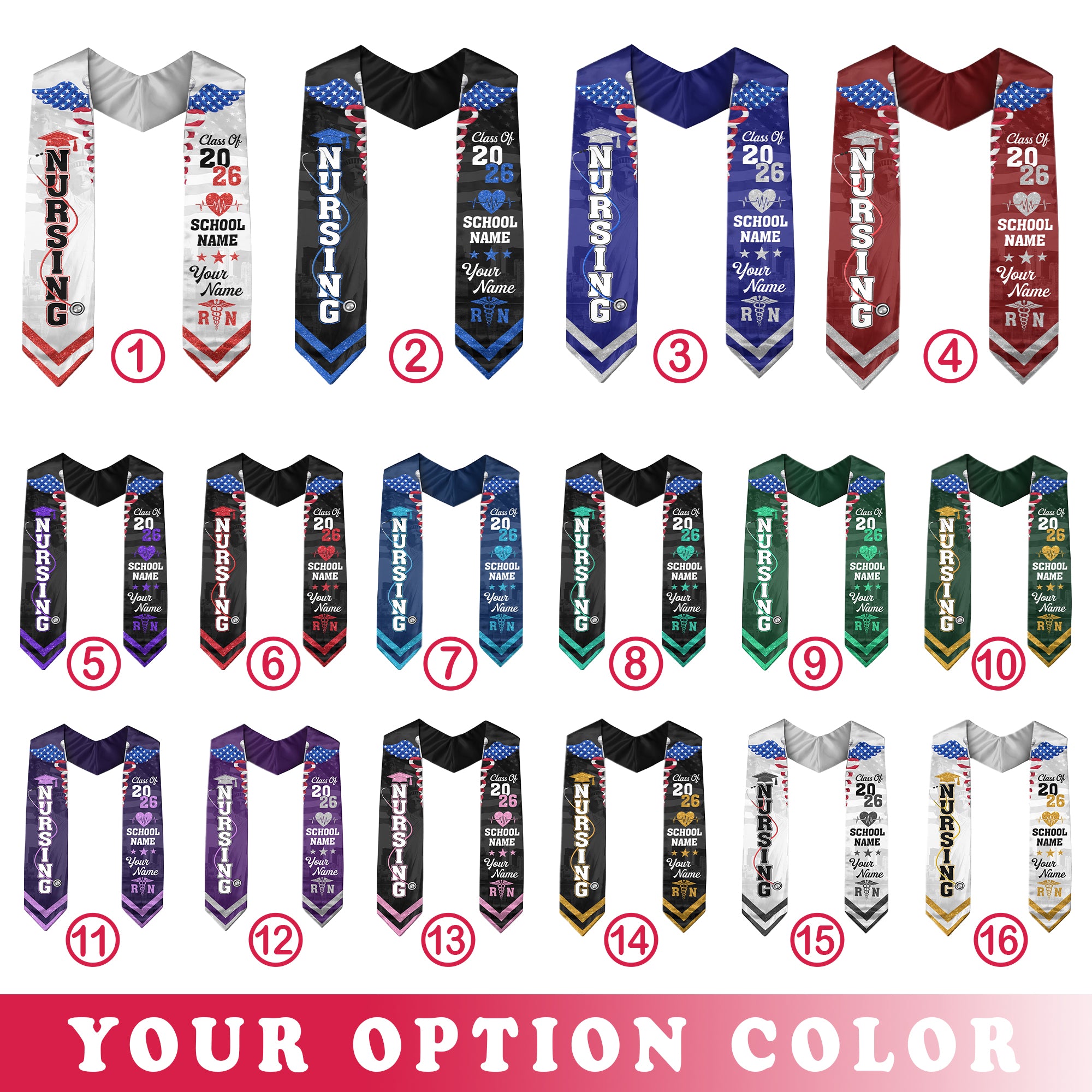 Customized Nursing Graduation Sash for RN Graduates, BSN Nurse Stole Class of 2026
