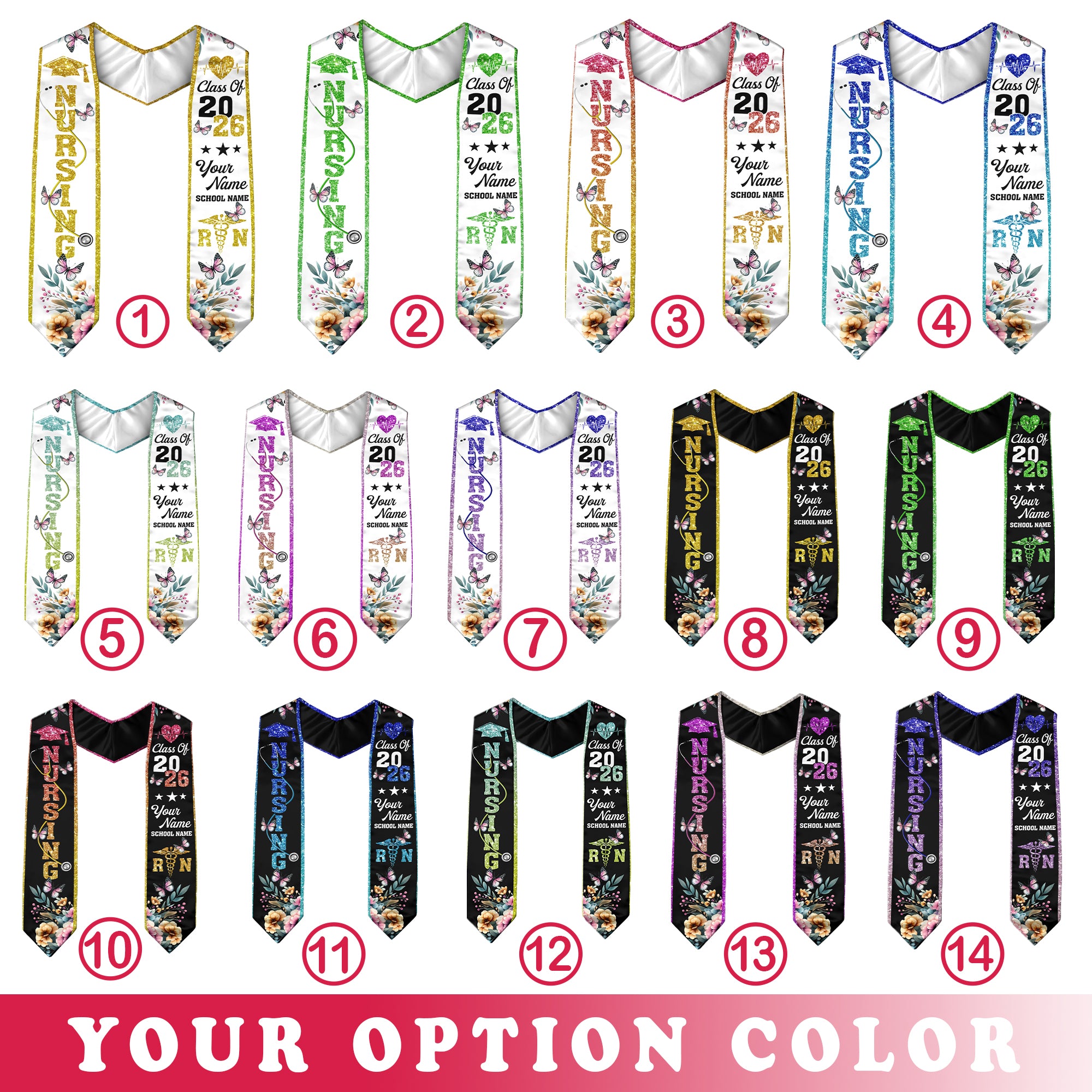 Customized RN Graduation Stole for Nursing School, BSN Nurse Graduation Sash 2026