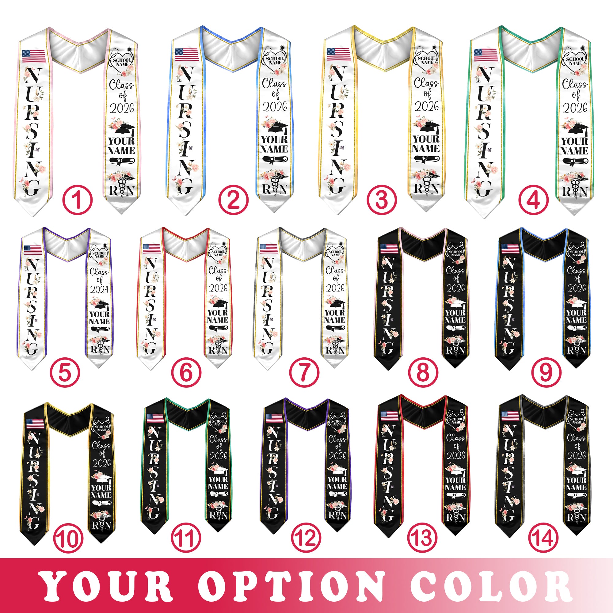 Customized Nursing Graduation Stole for RN Students, Professional Nurse Sash 2026