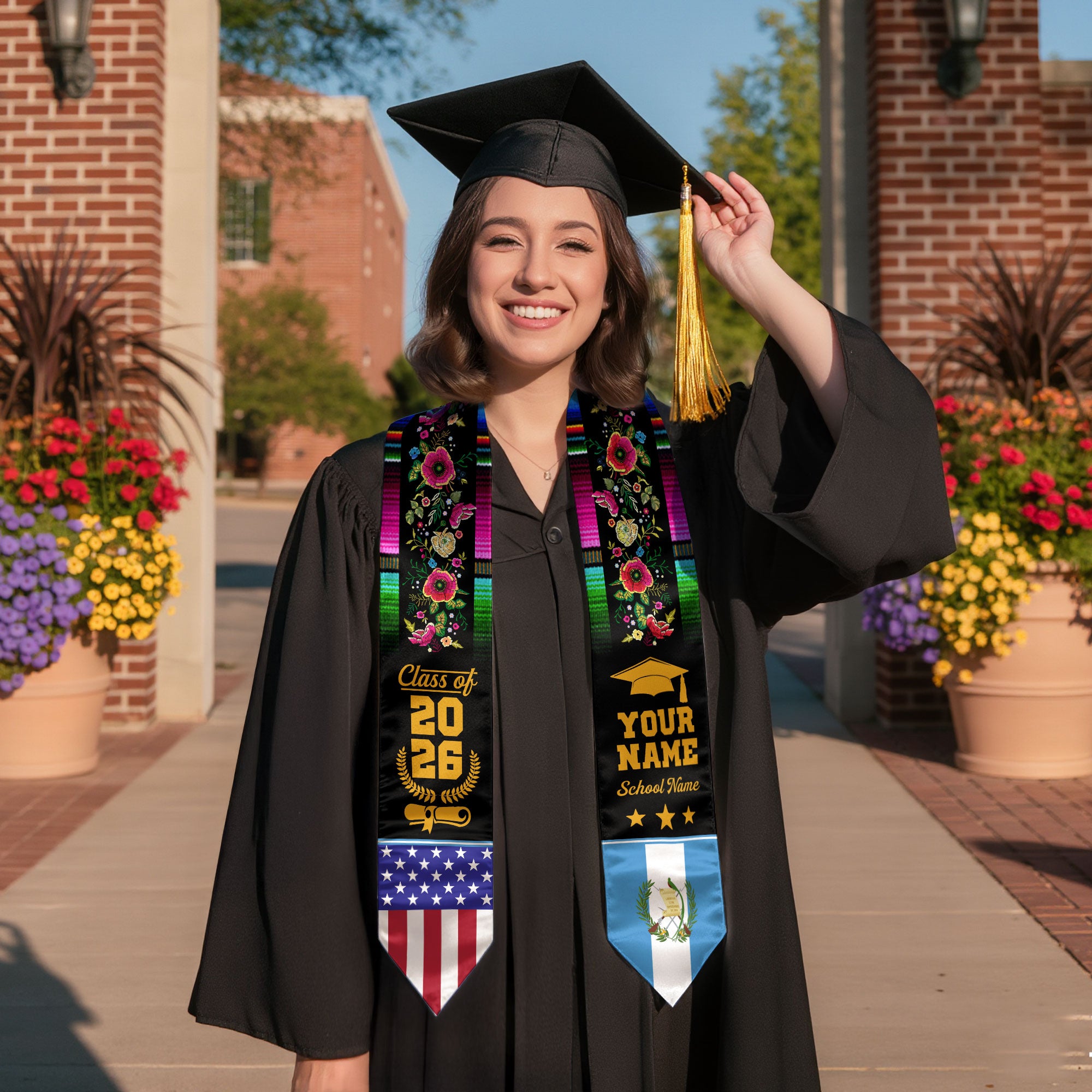 Guatemala Graduation Stole 2026, Guatemalan Flag Sash, Add Custom Detail
