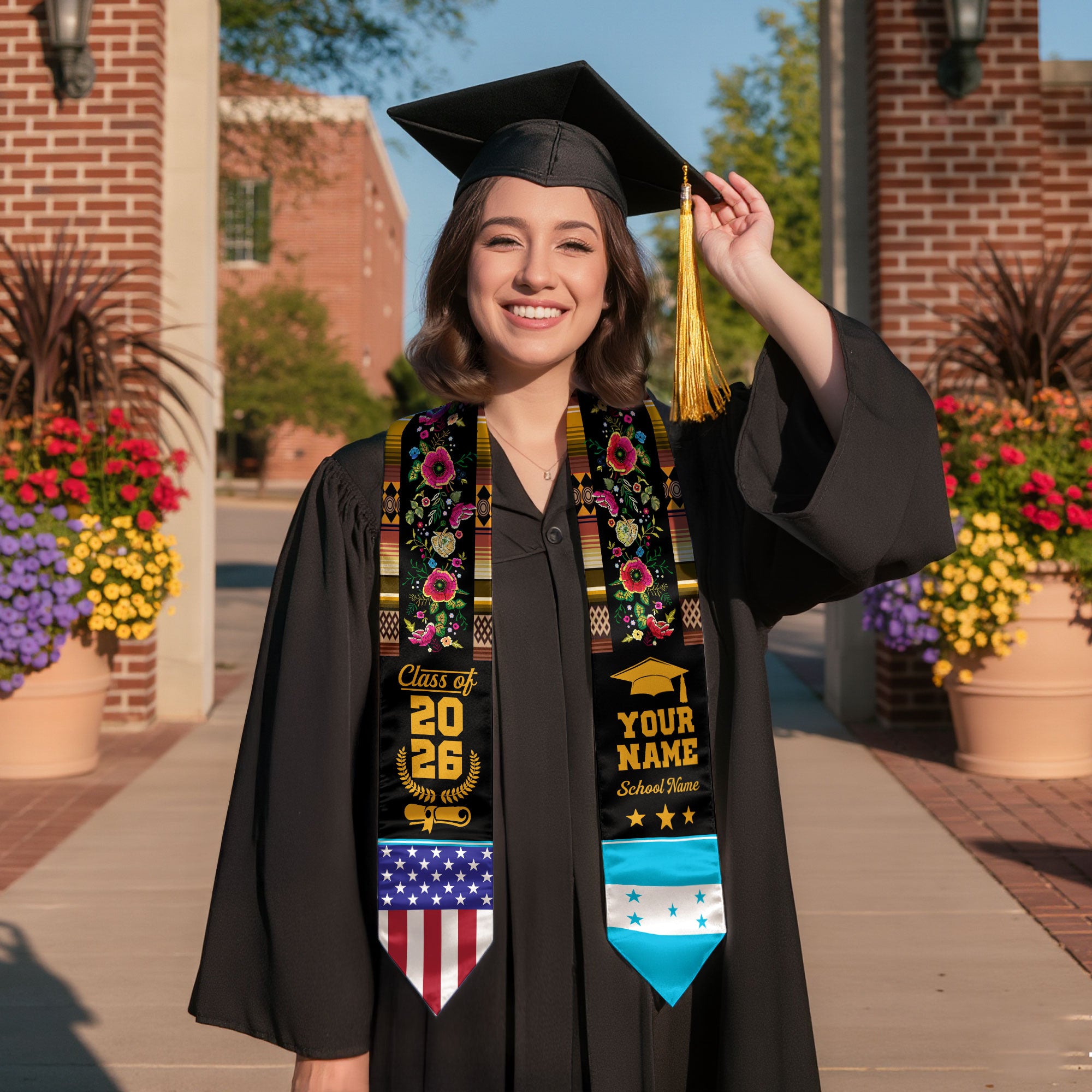 Honduras Graduation Stole 2026, Honduras Flag Sash, Custom Personalization Option