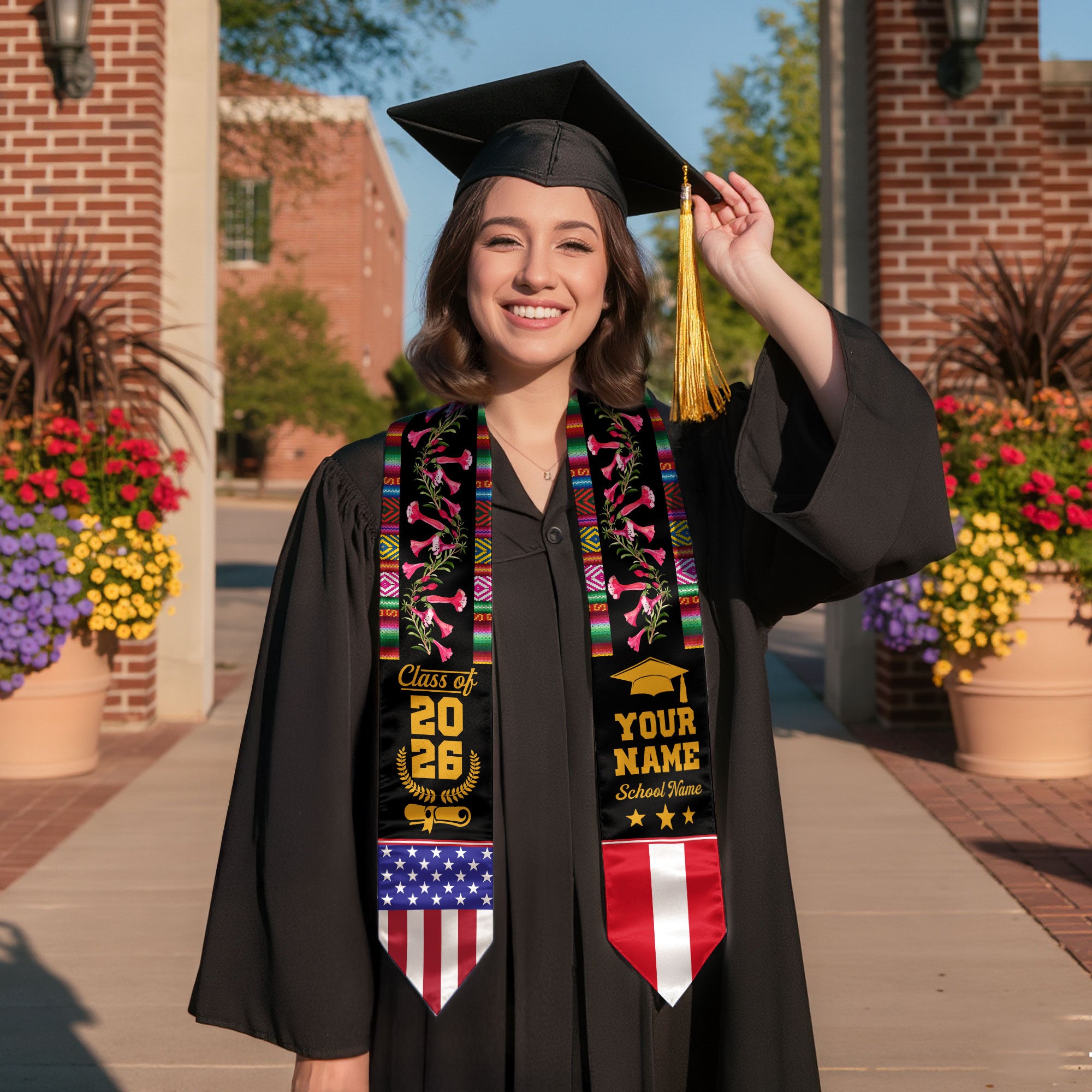 Customized Peru Graduation Stole, Peruvian Flag Stole, Custom Graduation Sash 2026, Class of 2026