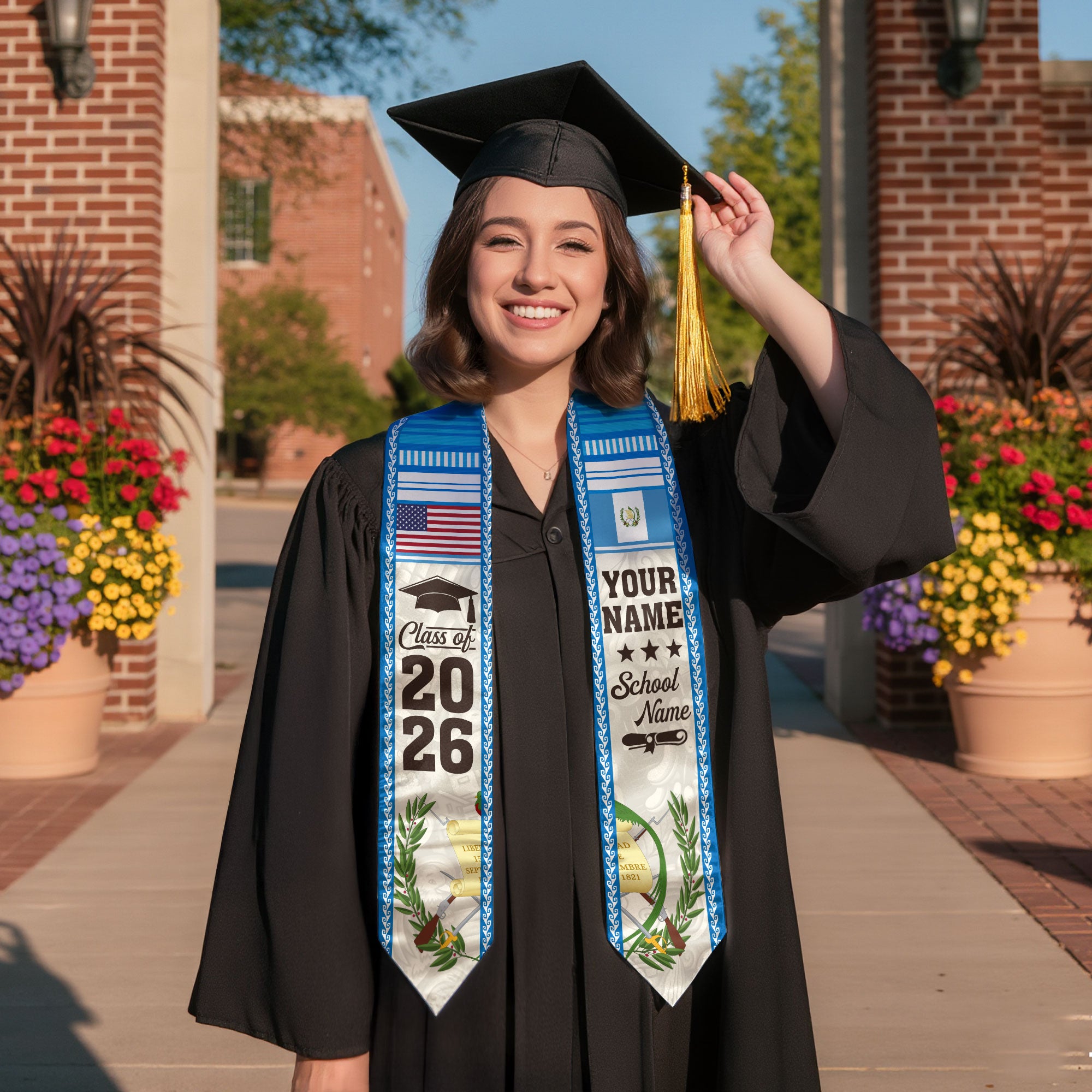 2026 Guatemala Graduation Stole, Guatemalan Flag Sash, Personalized Detail Option