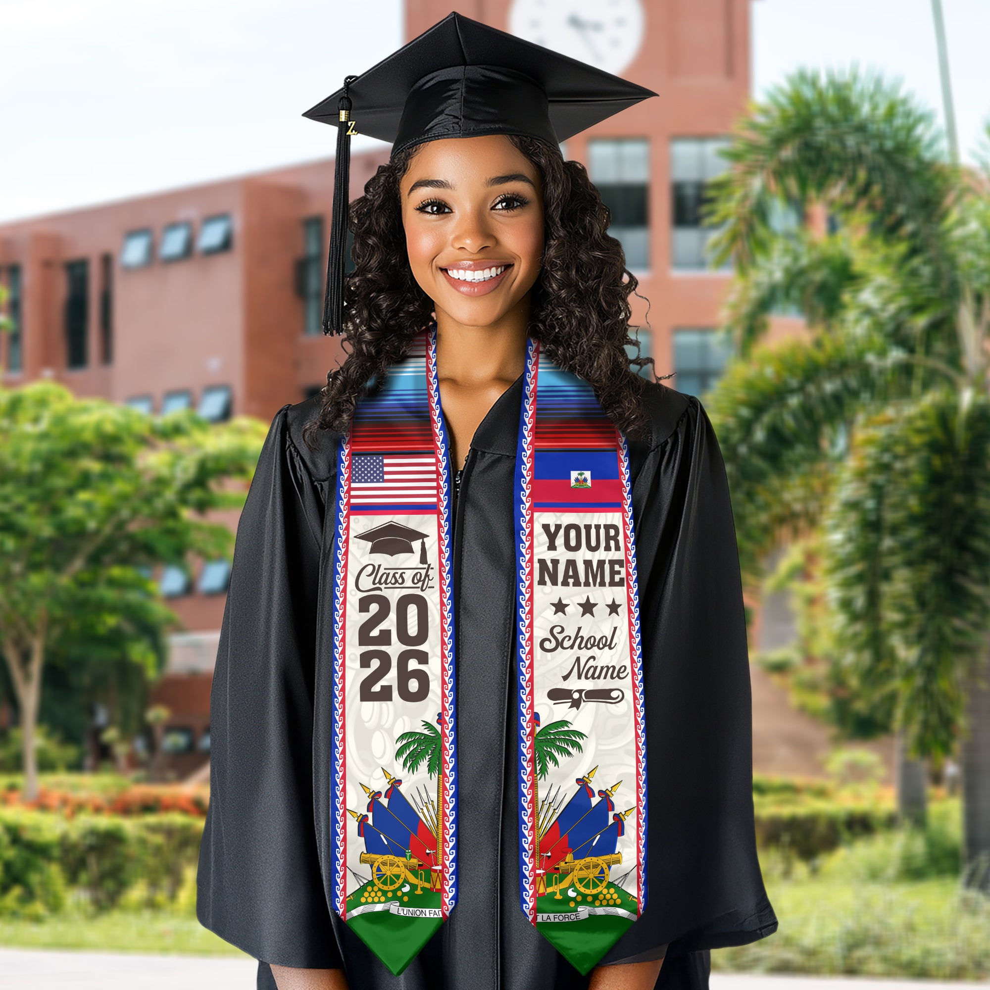 2026 Haiti Graduation Sash, Haitian Flag Stole, Personalized Detail Option