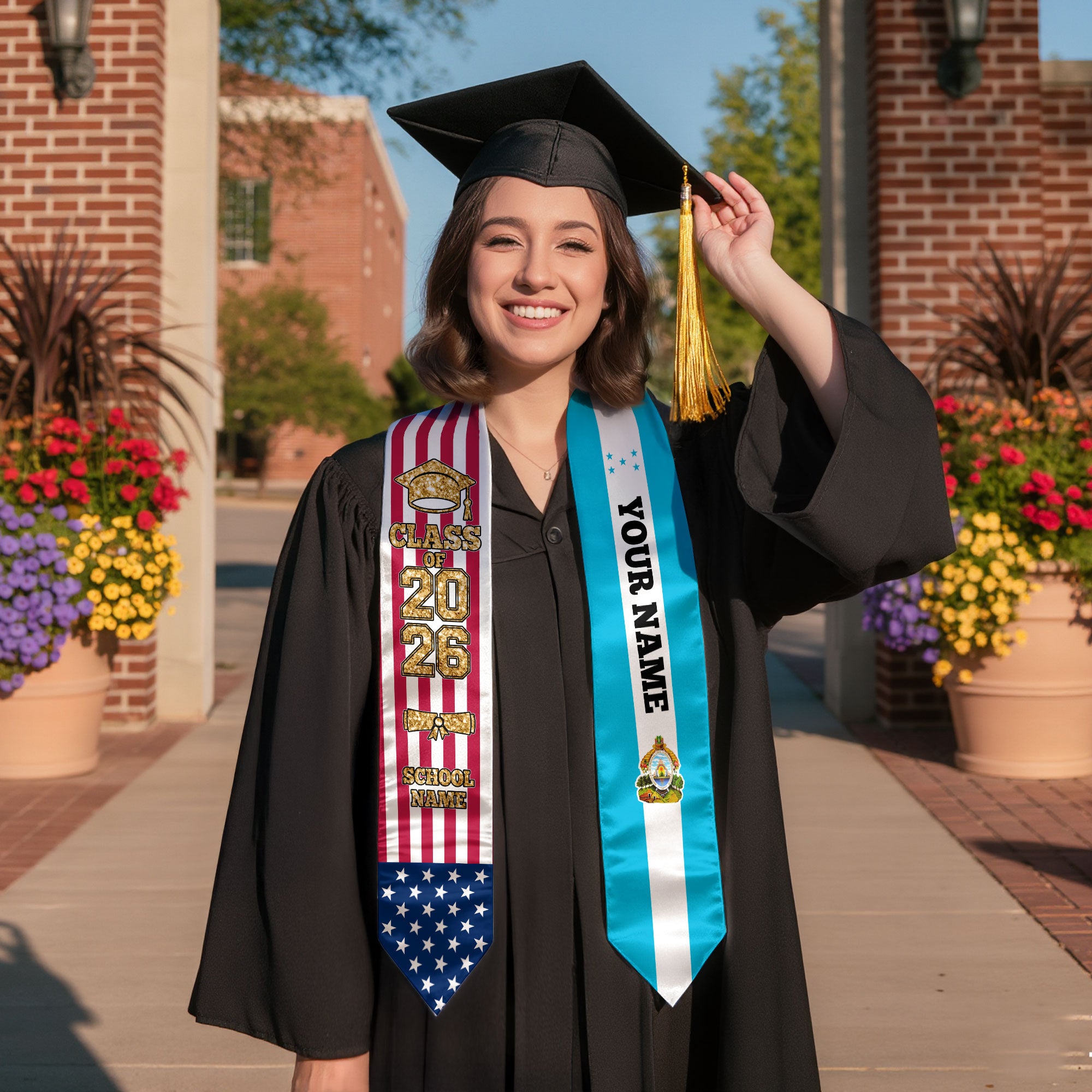 Customized Honduras Graduation Stole Featuring Honduran Flag Design, Graduation Sash 2026