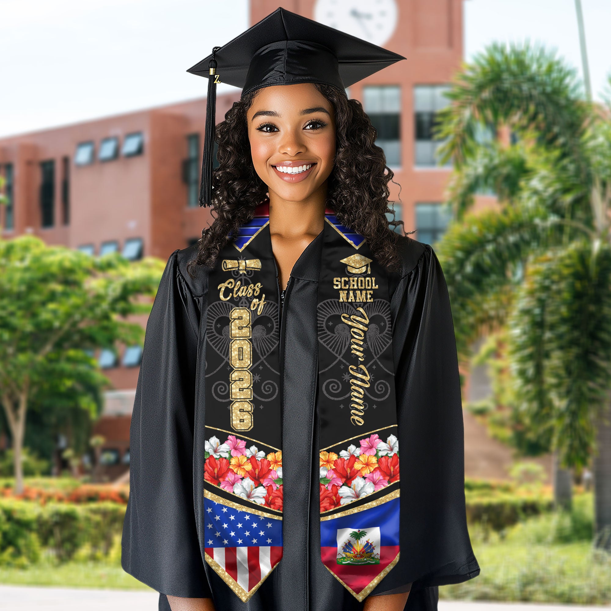 Haitian Graduation Sash 2026, Haiti Graduation Stole, Stole with Personalized Finish