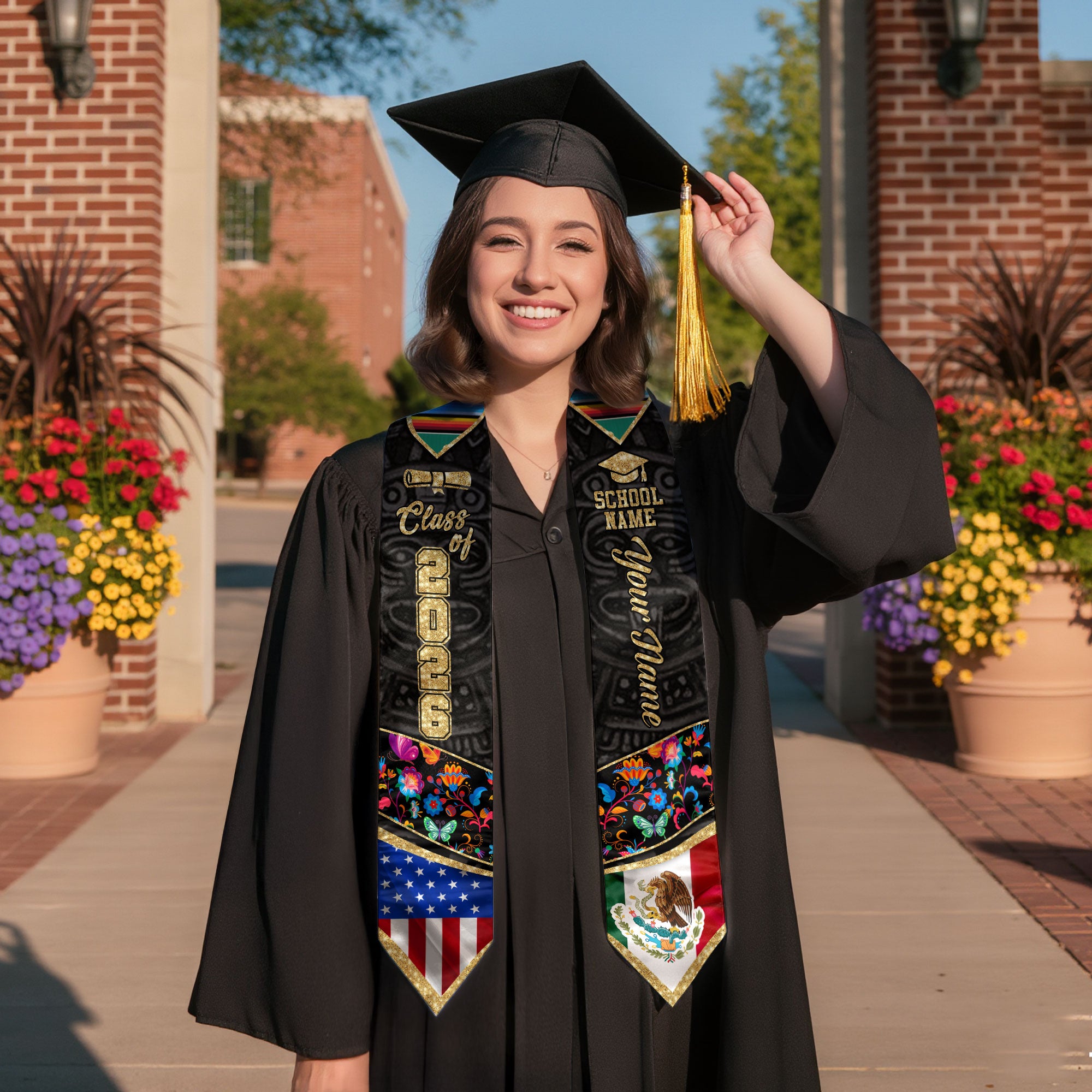 Mexican Graduation Sash 2026, Mexico Graduation Stole, Stole with Personalized Finish
