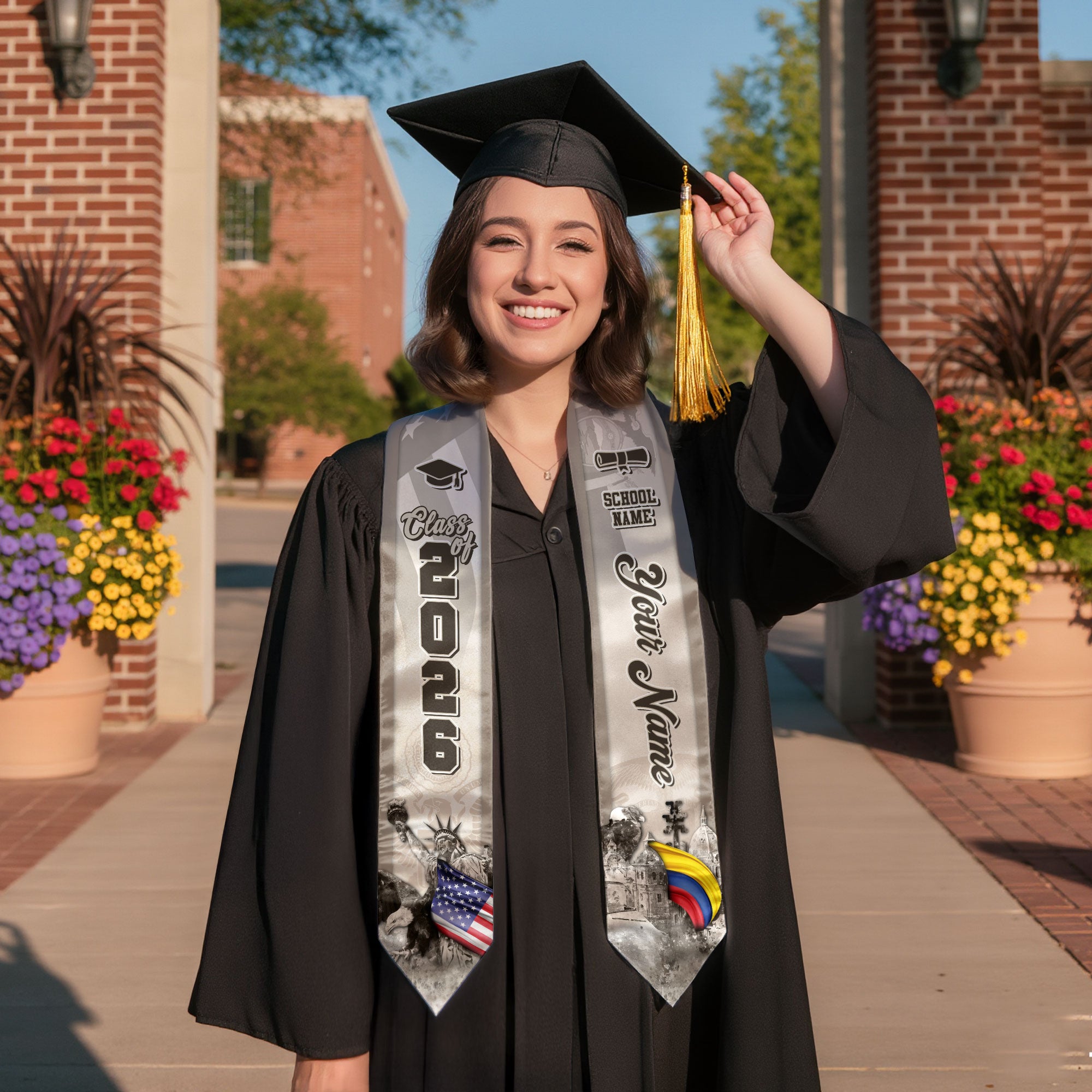 Colombian Flag Graduation Stole 2026, Colombia Stole Sash, Custom Touch for Class of 2026