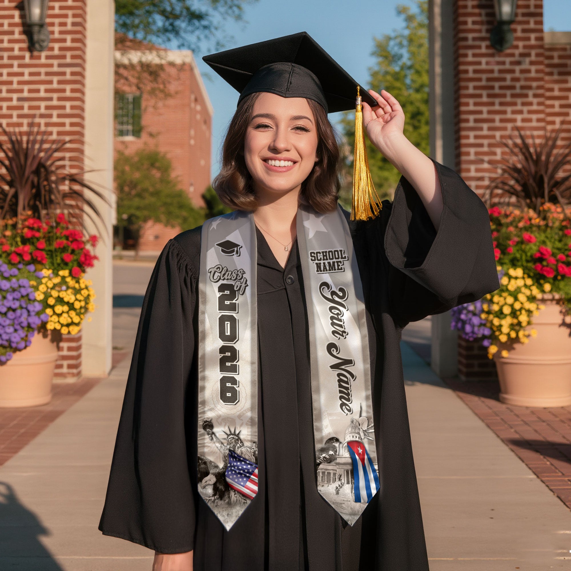 Cuban Flag Graduation Stole 2026, Cuba Stole Sash, Custom Touch for Class of 2026