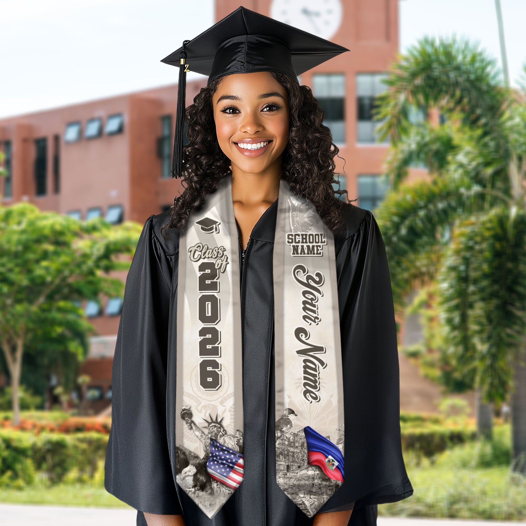 Haitian Flag Graduation Stole 2026, Haiti Stole Sash, Custom Touch for Class of 2026
