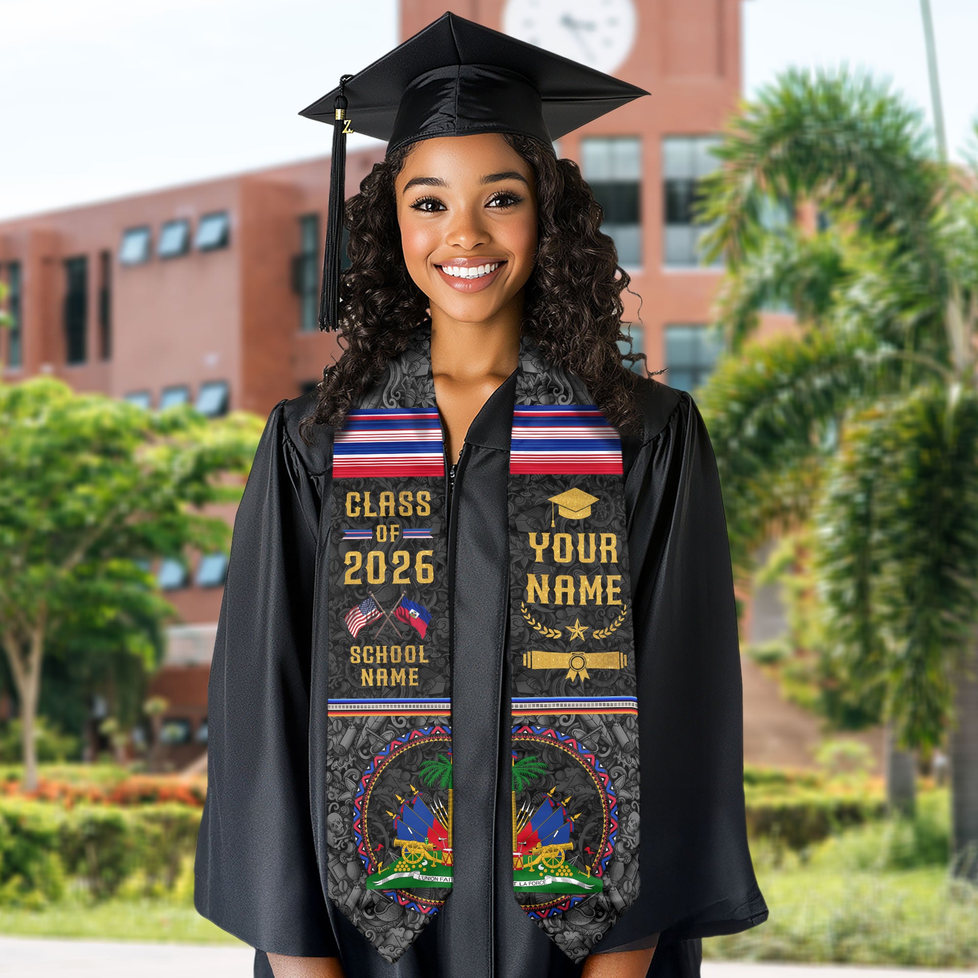2026 Haitian Graduation Stole, Haiti Flag Sash, Haitian Cultural Graduation Sash