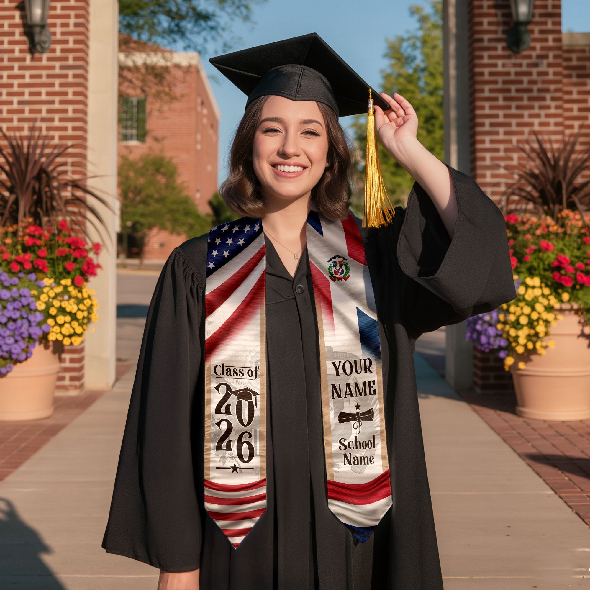 2026 Dominican Graduation Sash, Dominican Stole for Graduation, Flag Dominican Stole