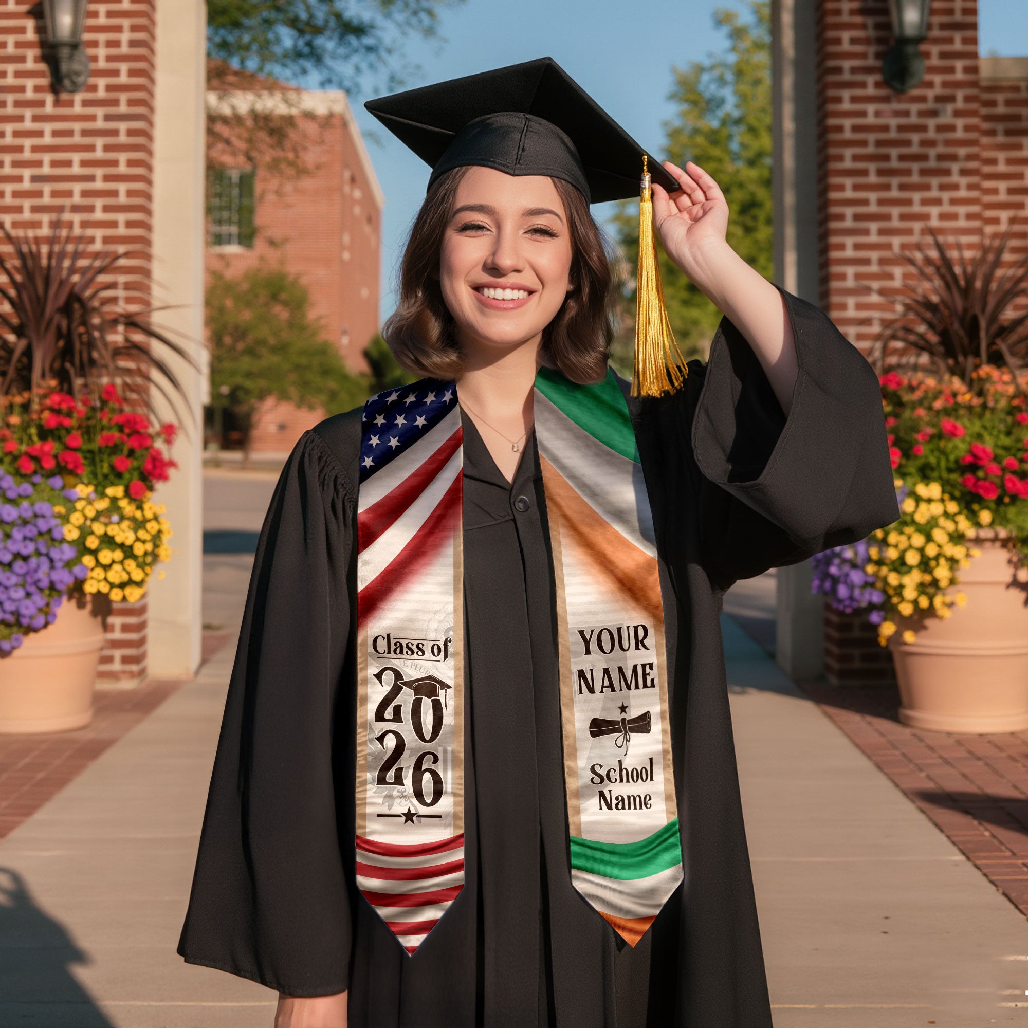 Irish Graduation Stole 2026, Ireland Flag Sash, Custom Graduation Sash for Graduates