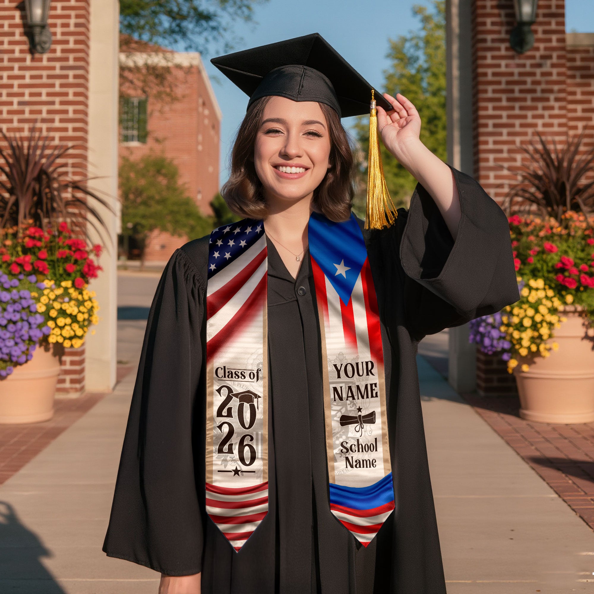 Puerto Rico Graduation Sash 2026, Puerto Rican Flag Graduation Stole, Custom Accent for Grads