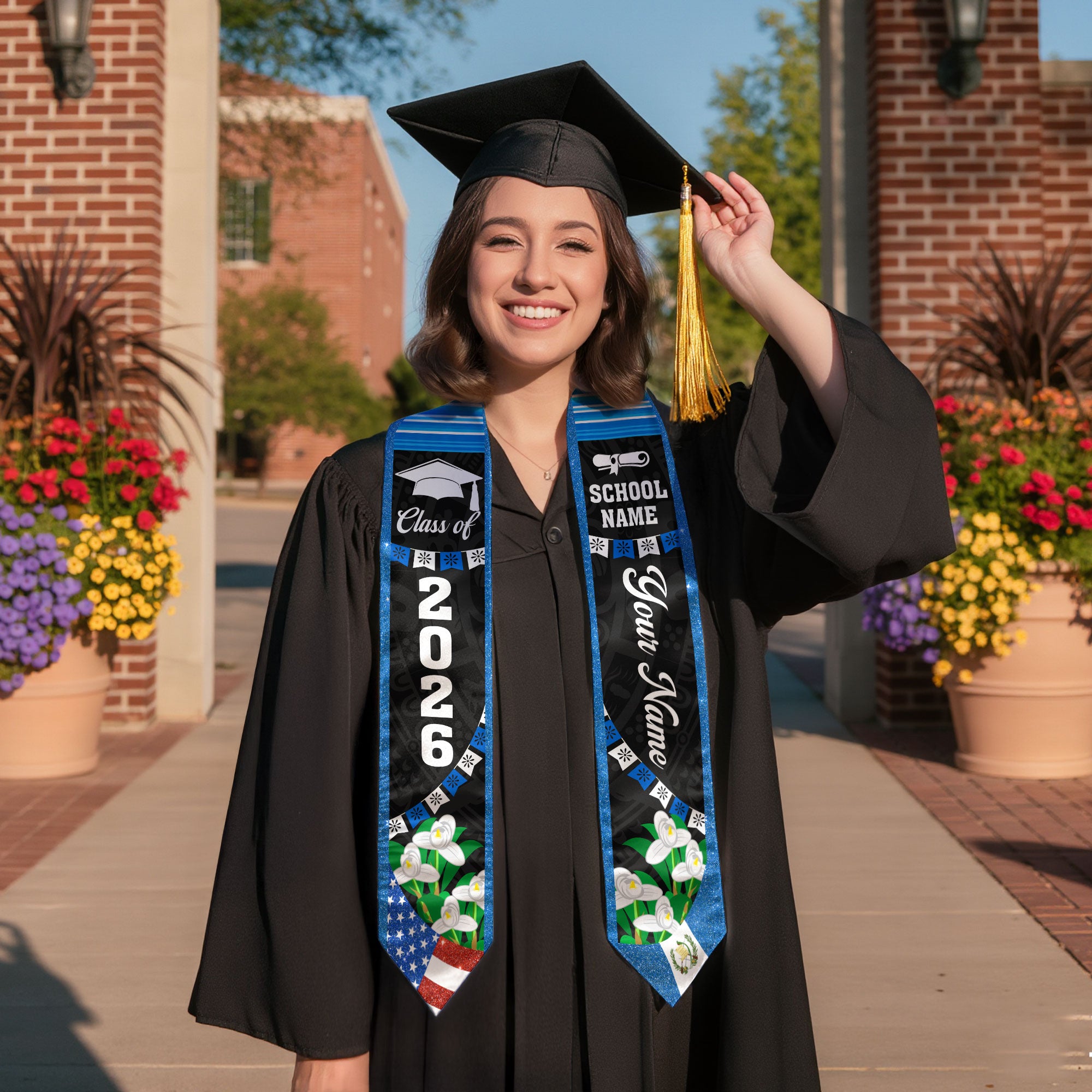 Customized Guatemala Graduation Sash, Guatemala Flag Graduation Stole, Personalized Graduation Stole 2026