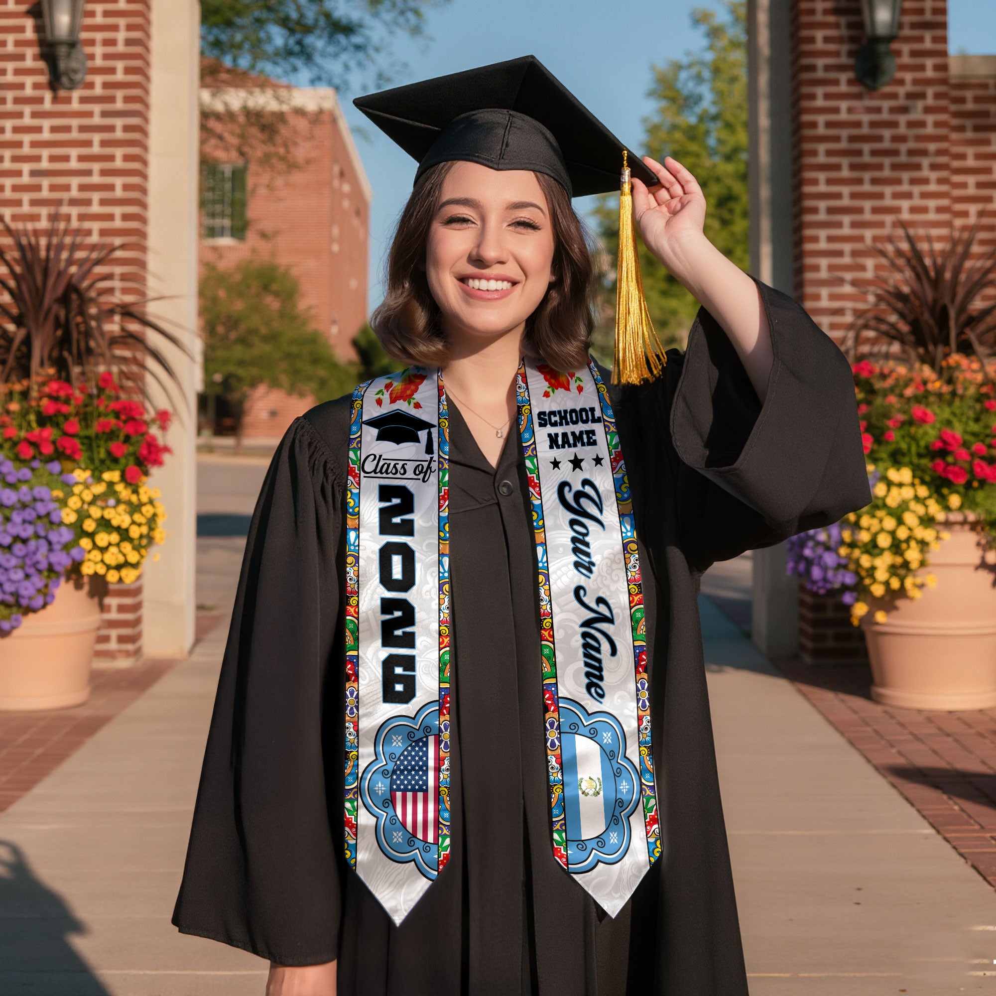 Customized Guatemala American Graduation Stole, Guatemala Flag Graduation Sash, Class of 2026