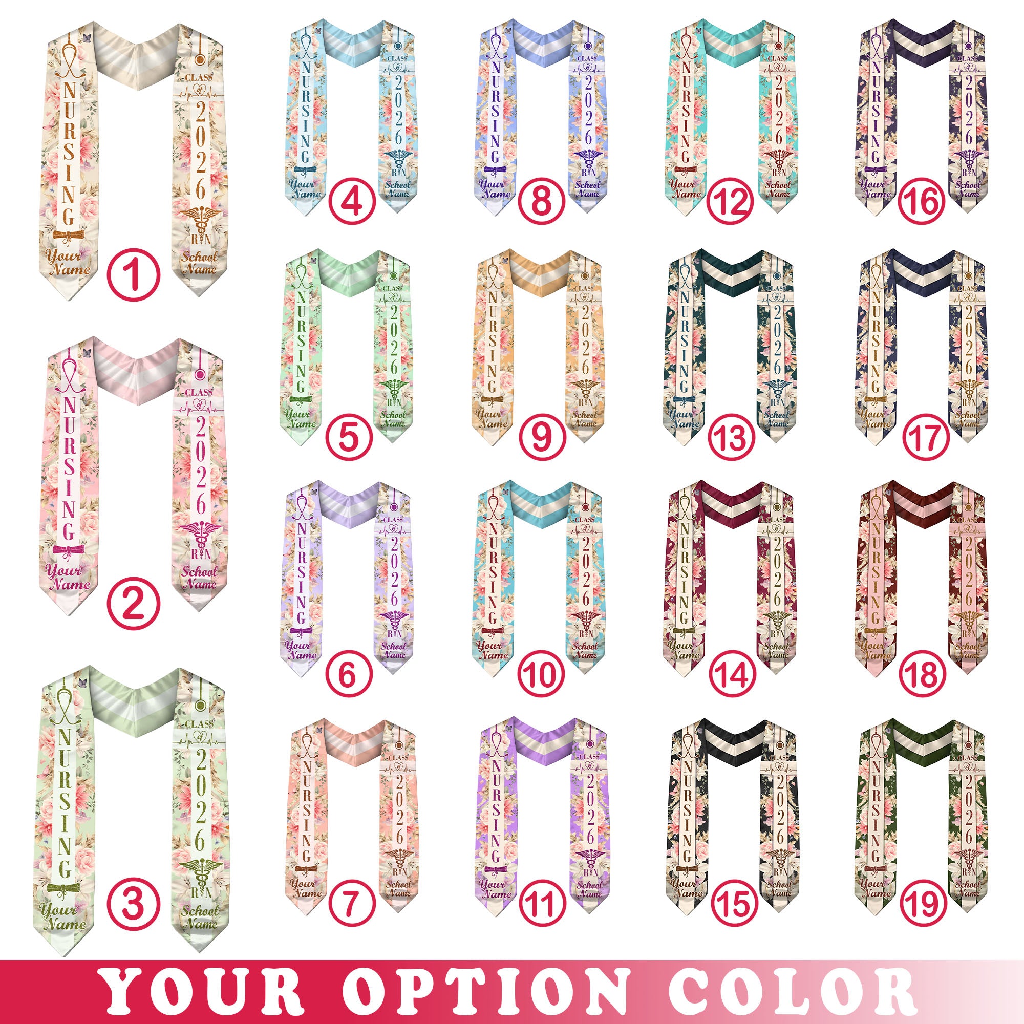 Customized RN Graduation Stole for Nursing Students, BSN Nurse Graduation Sash 2026