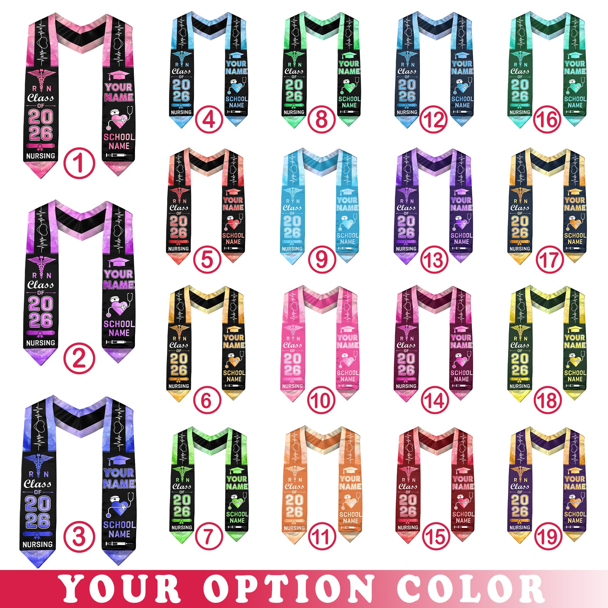 Customized RN Nursing Graduation Stole, BSN Nurse Ceremony Sash for Class of 2026