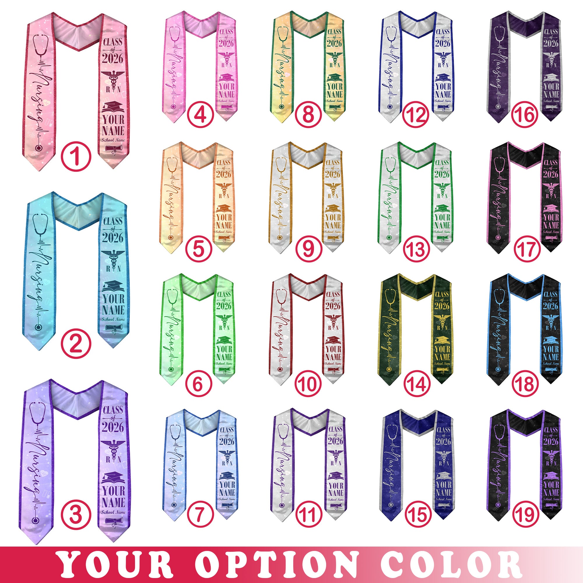 Customized Nursing School Graduation Stole for RN and BSN Students, Sash 2026