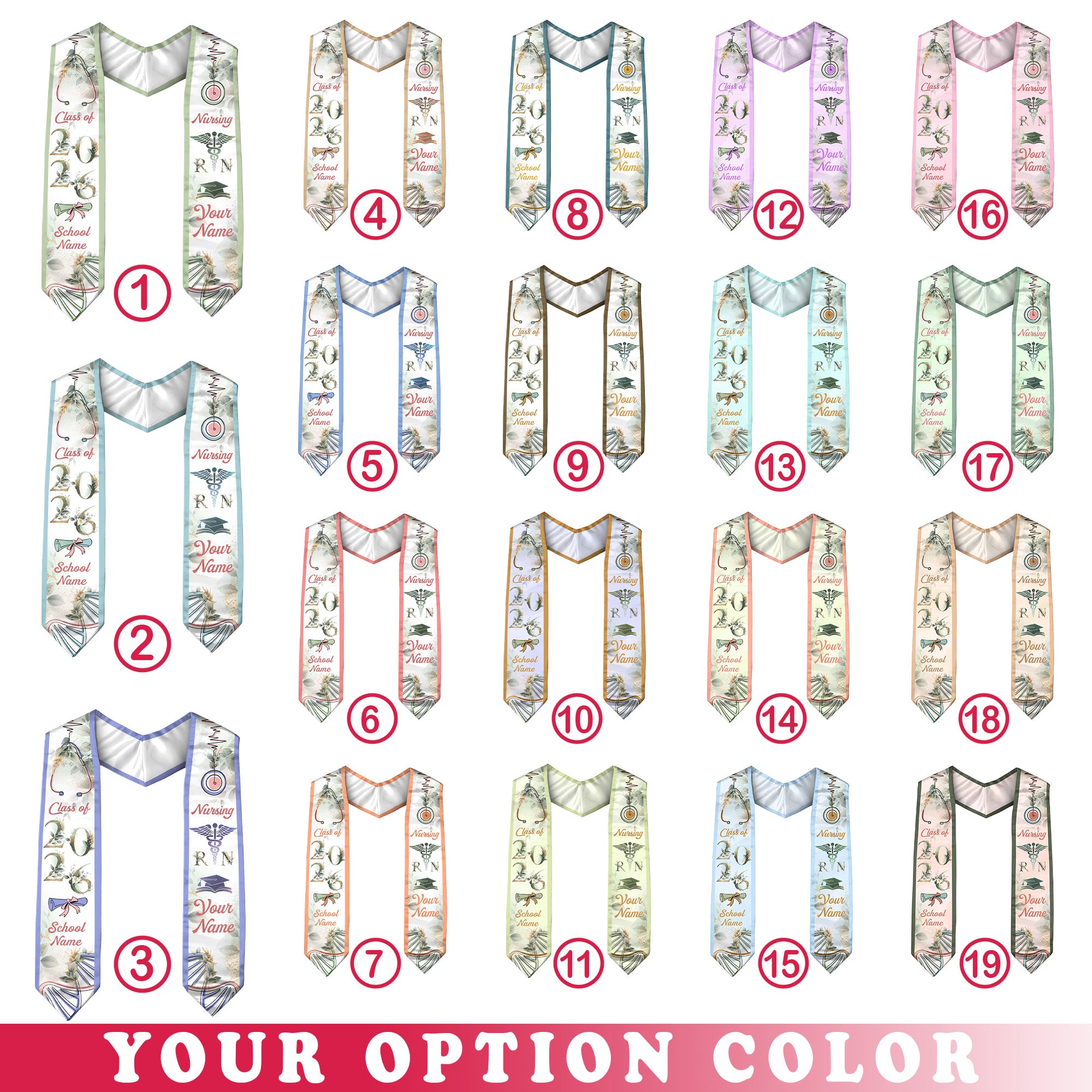 Customized RN Nurse Graduation Stole with Professional Design, BSN Sash Class of 2026