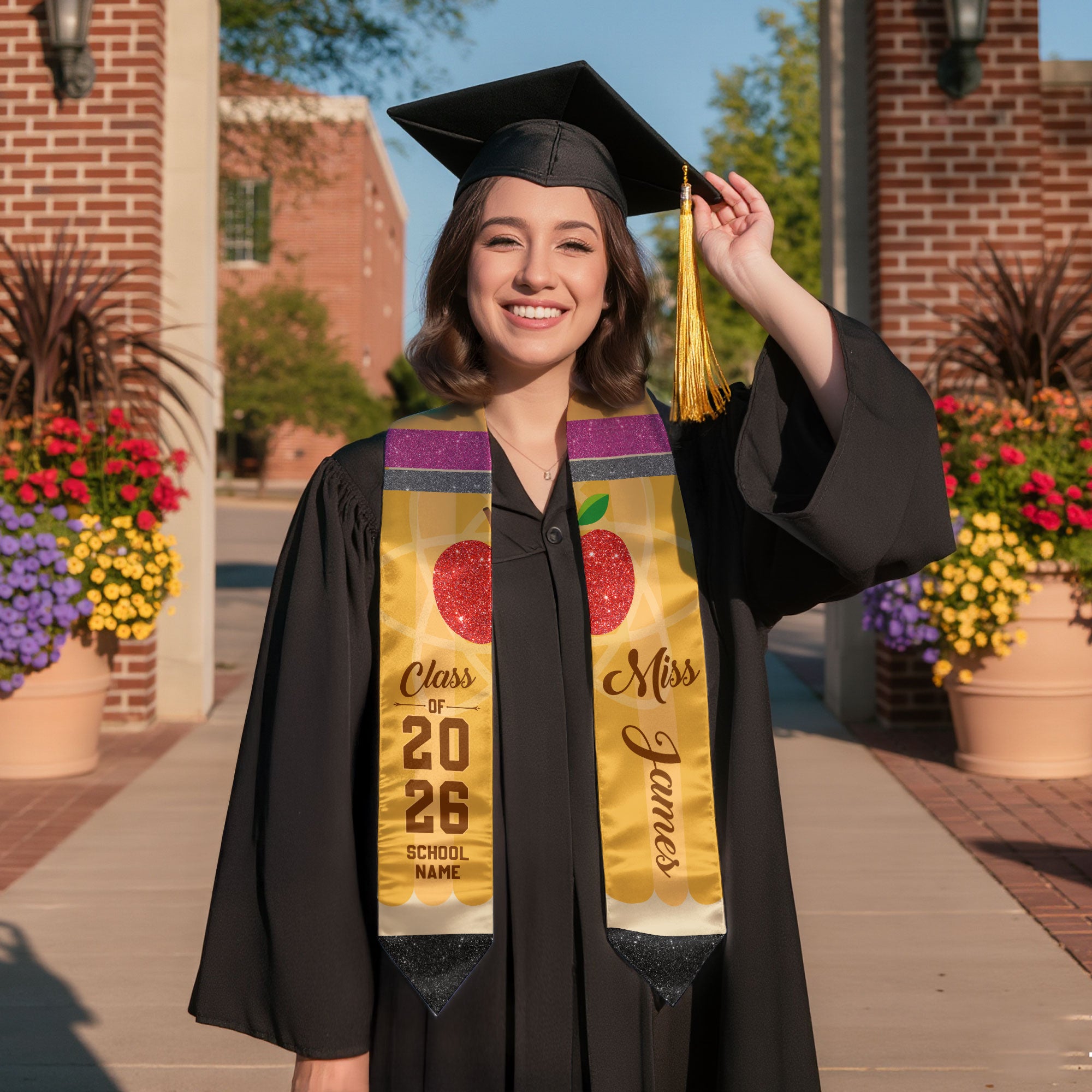 Customized Teacher Graduation Sash, Professional Educator Stole for Graduation 2026