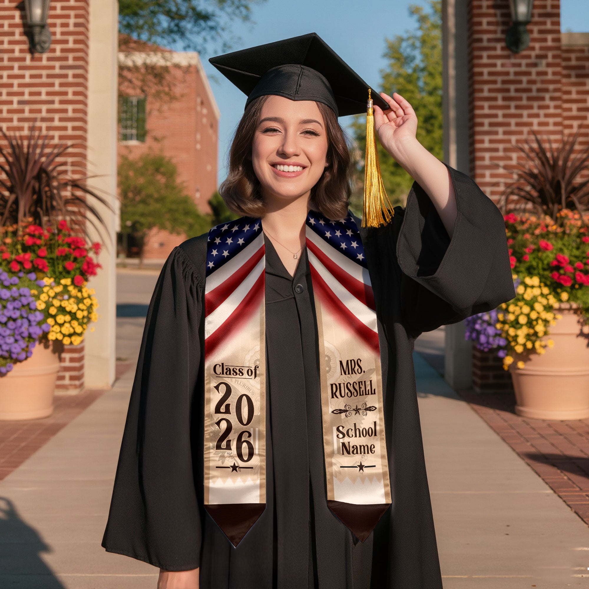 Customized Educator Graduation Stole for Teachers America, Academic Ceremony Sash Class of 2026