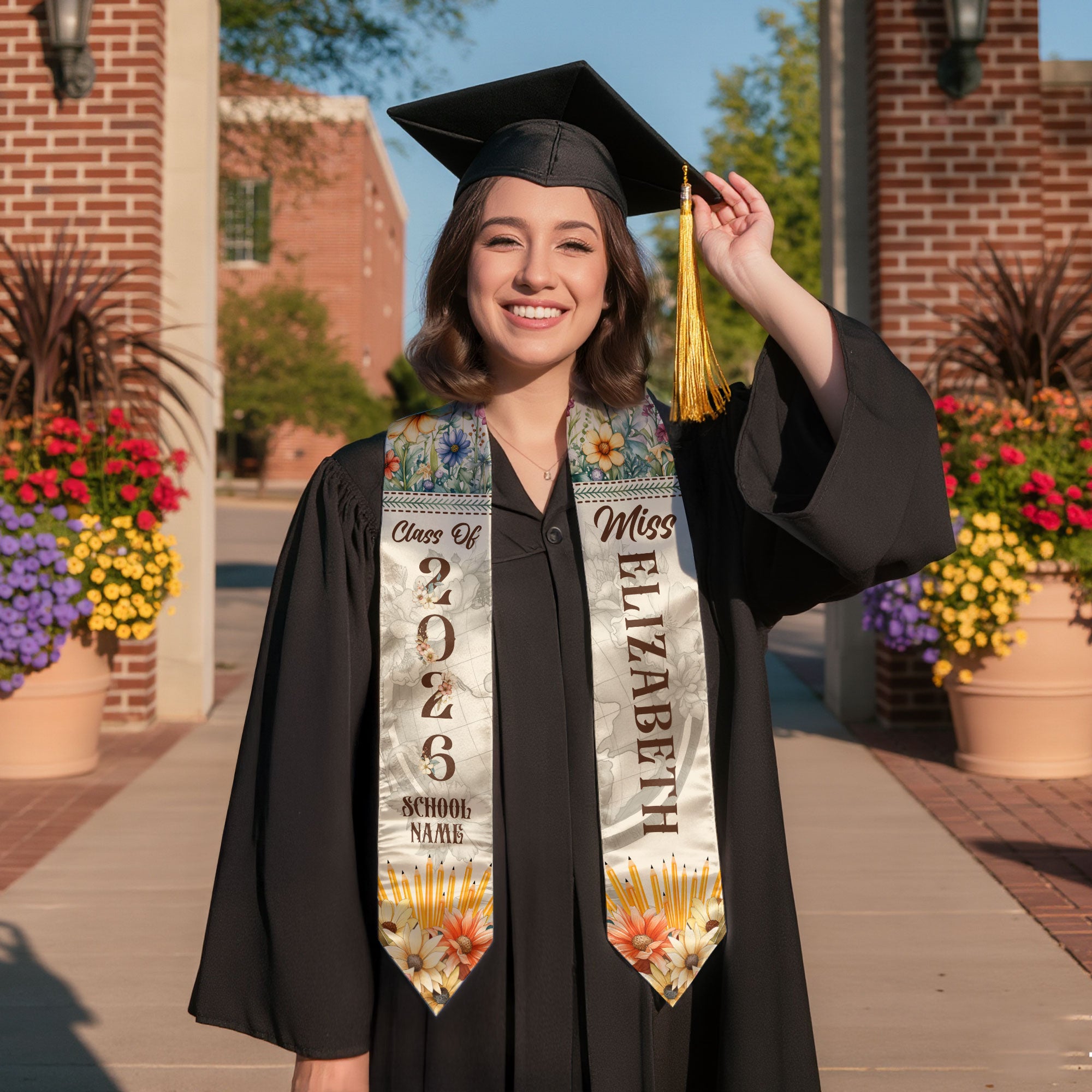 Customized Graduation Stole for Teachers, Academic Achievement Sash Celebrating Class of 2026
