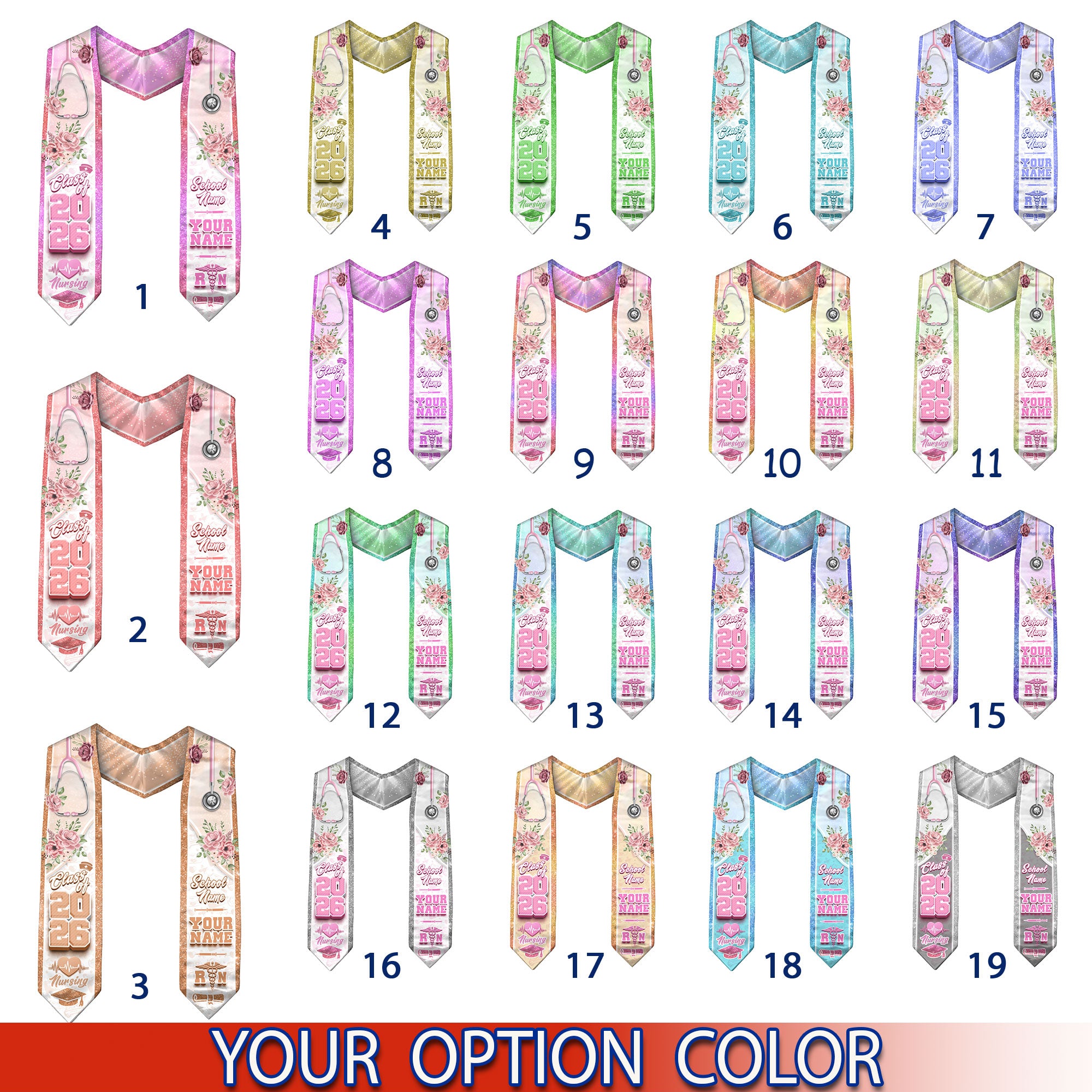 Customized Graduation Stole for RN Nurses, BSN Nursing Ceremony Sash 2026