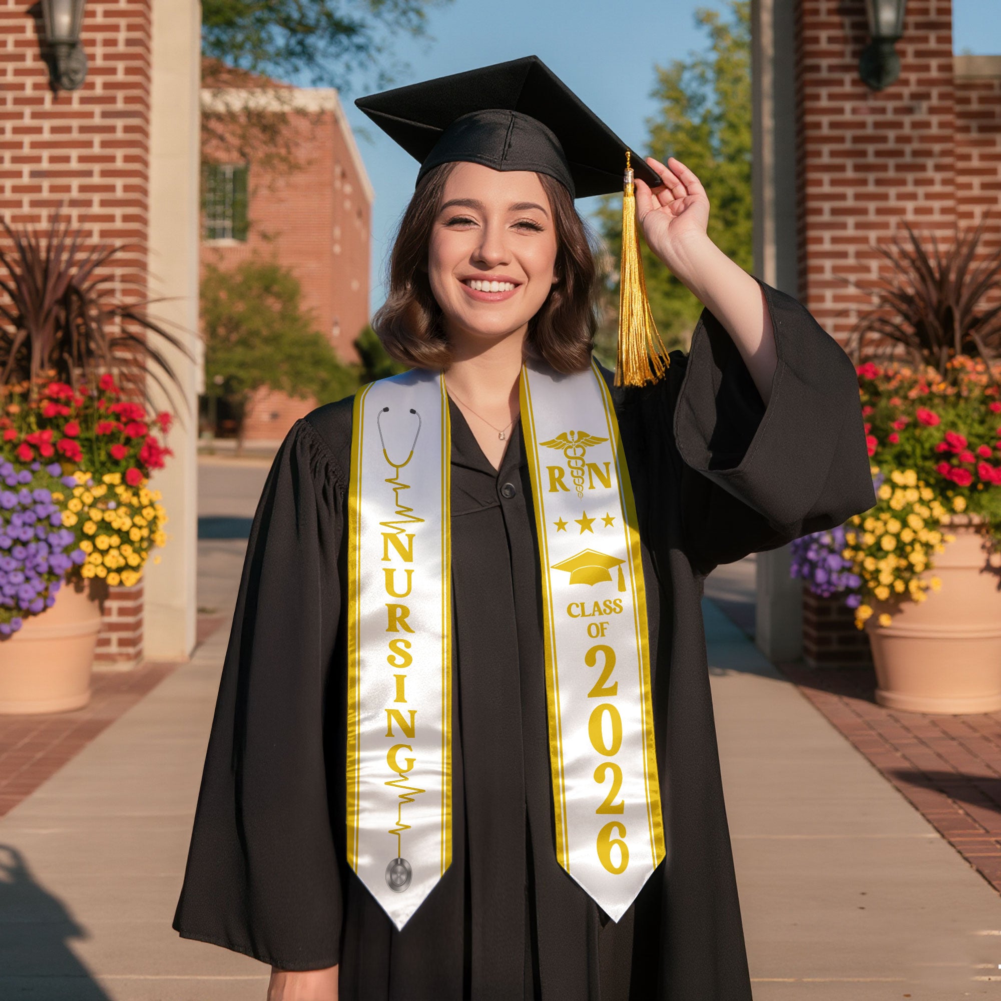 RN Graduation Stole 2026, Professional Nursing Graduation Sash for BSN Nurse Class of 2026