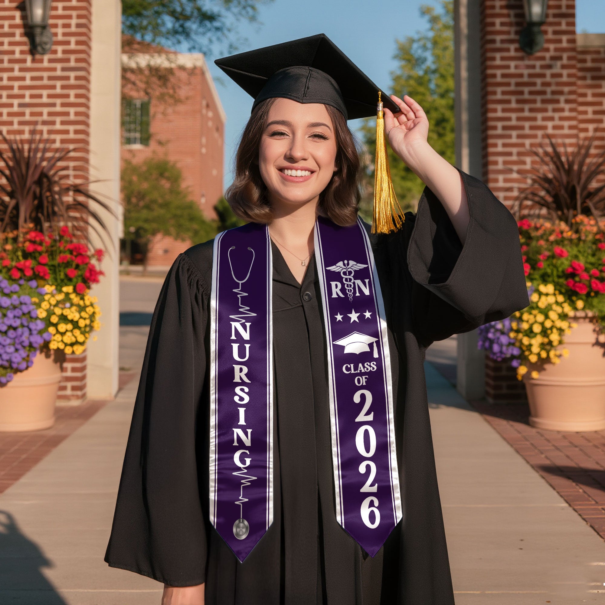 BSN Nursing Graduation Stole 2026, RN Graduation Sash for Professional Nurse Ceremony