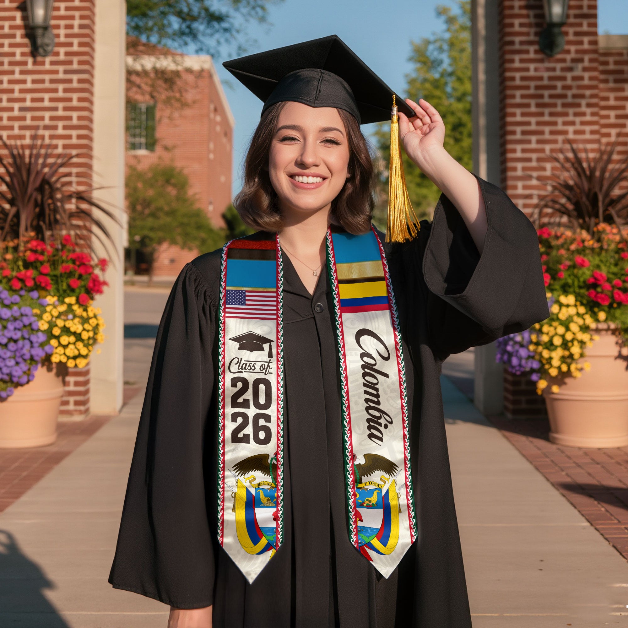 Colombian Graduation Stole 2026, Flag Inspired Graduation Sash for the Class of 2026
