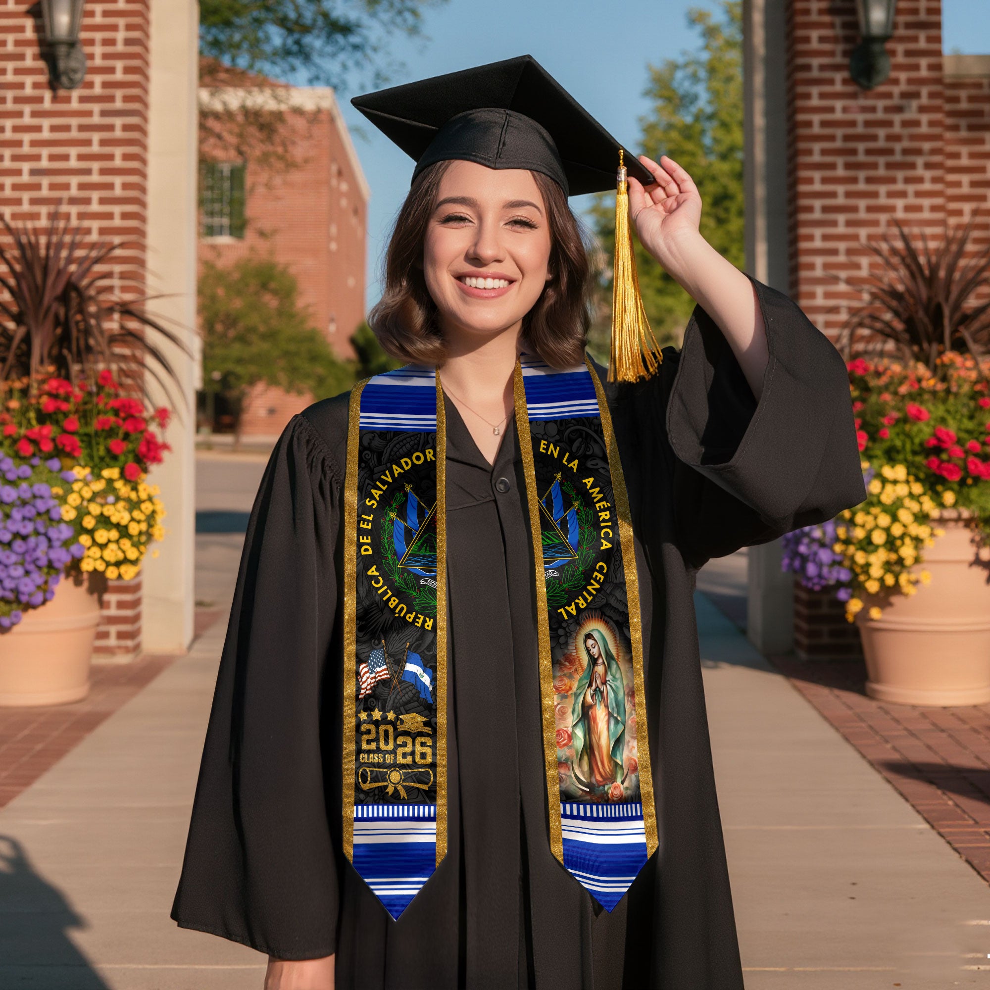 El Salvador Flag Graduation Stole 2026, Salvadoran Graduation Stole 2026