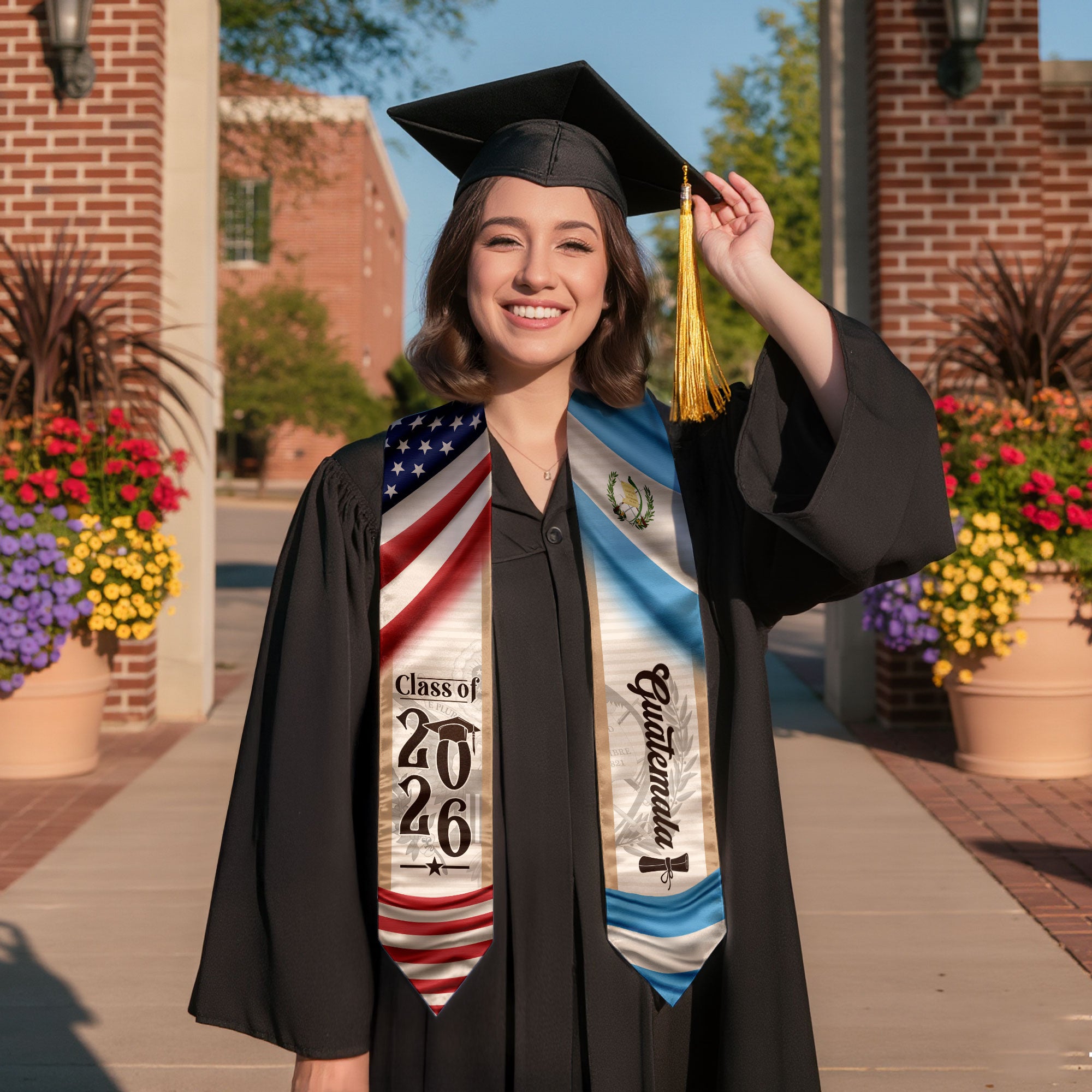 Guatemala Flag Graduation Stole 2026, Guatemalan Graduation Sash for Students Class of 2026