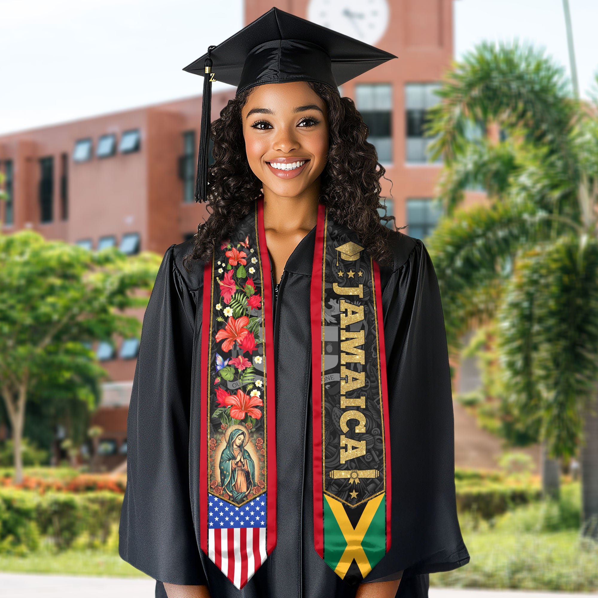 Jamaica Graduation Stole 2026, Island Flag Sash, Formal Graduation Stole Style