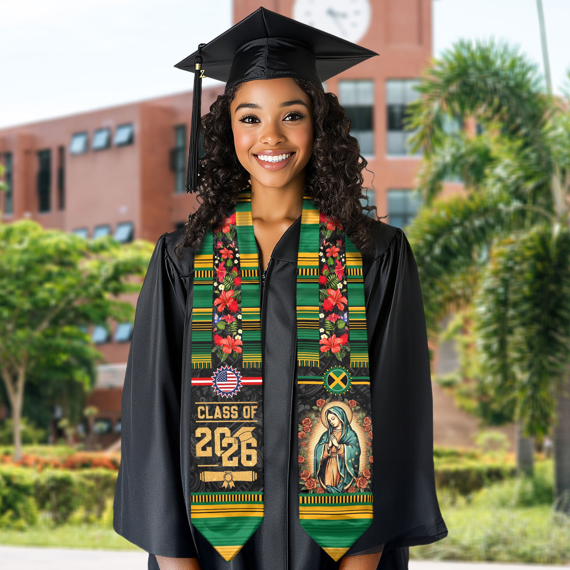 Jamaican Graduation Sash 2026, National Flag Stole, Graduation Wear for Class of 2026