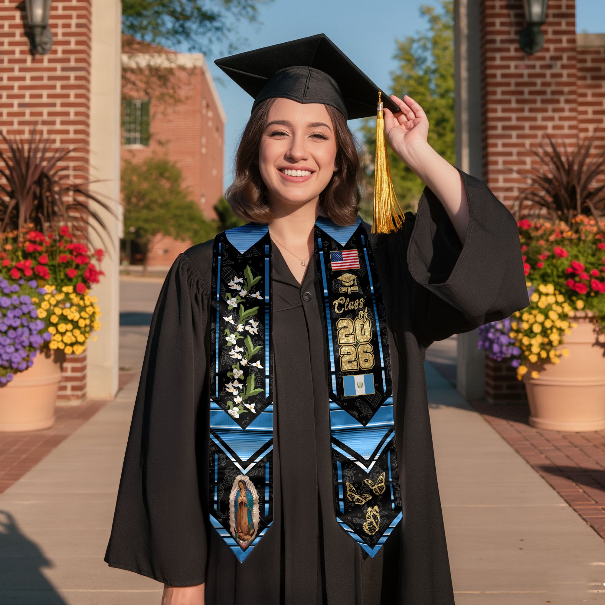 Guatemala Graduation Stole 2026, Guatemalan Flag Sash, Classic Graduation Stole Design
