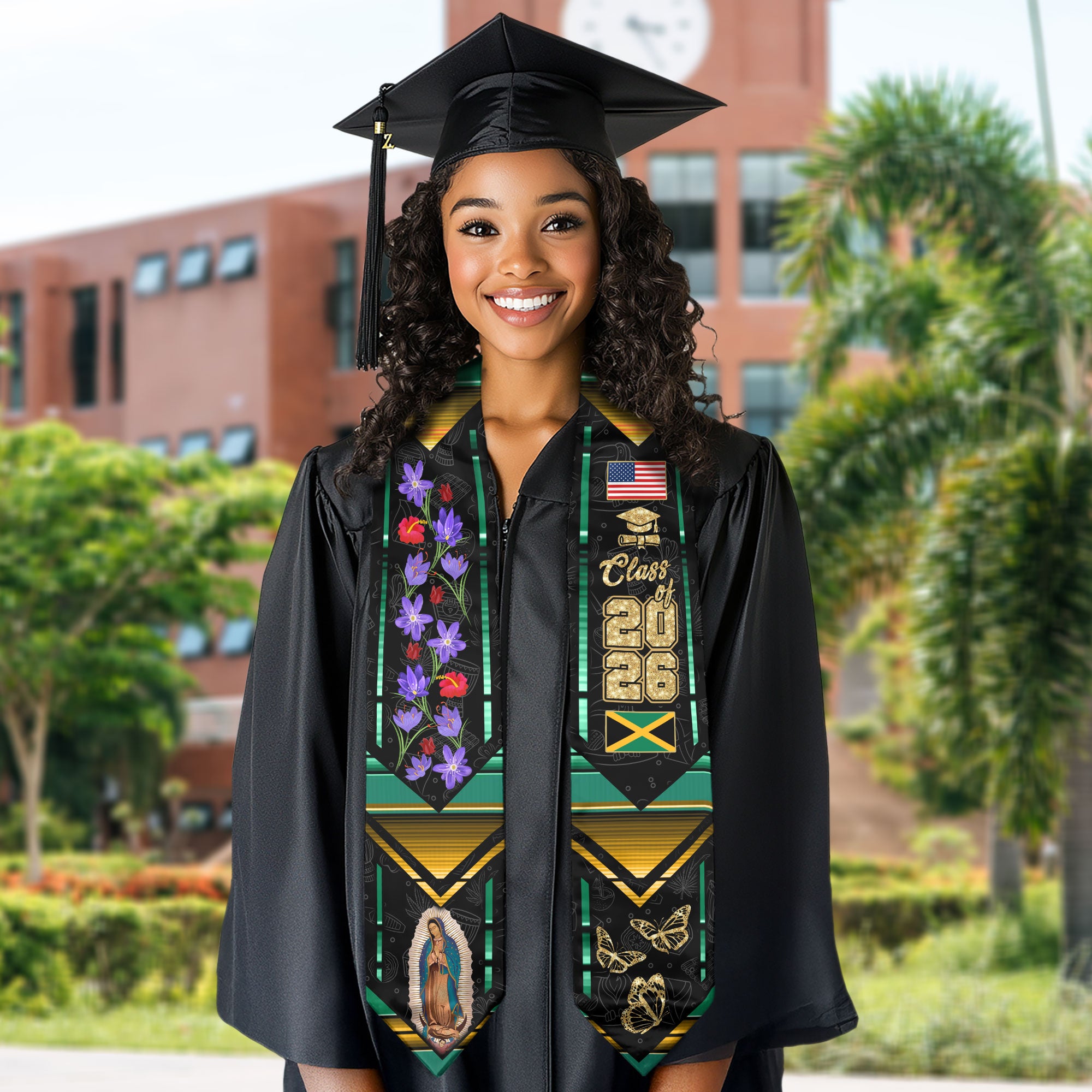 Jamaica Graduation Sash 2026, Jamaican Flag Graduation Sash, Classic Graduation Stole Design