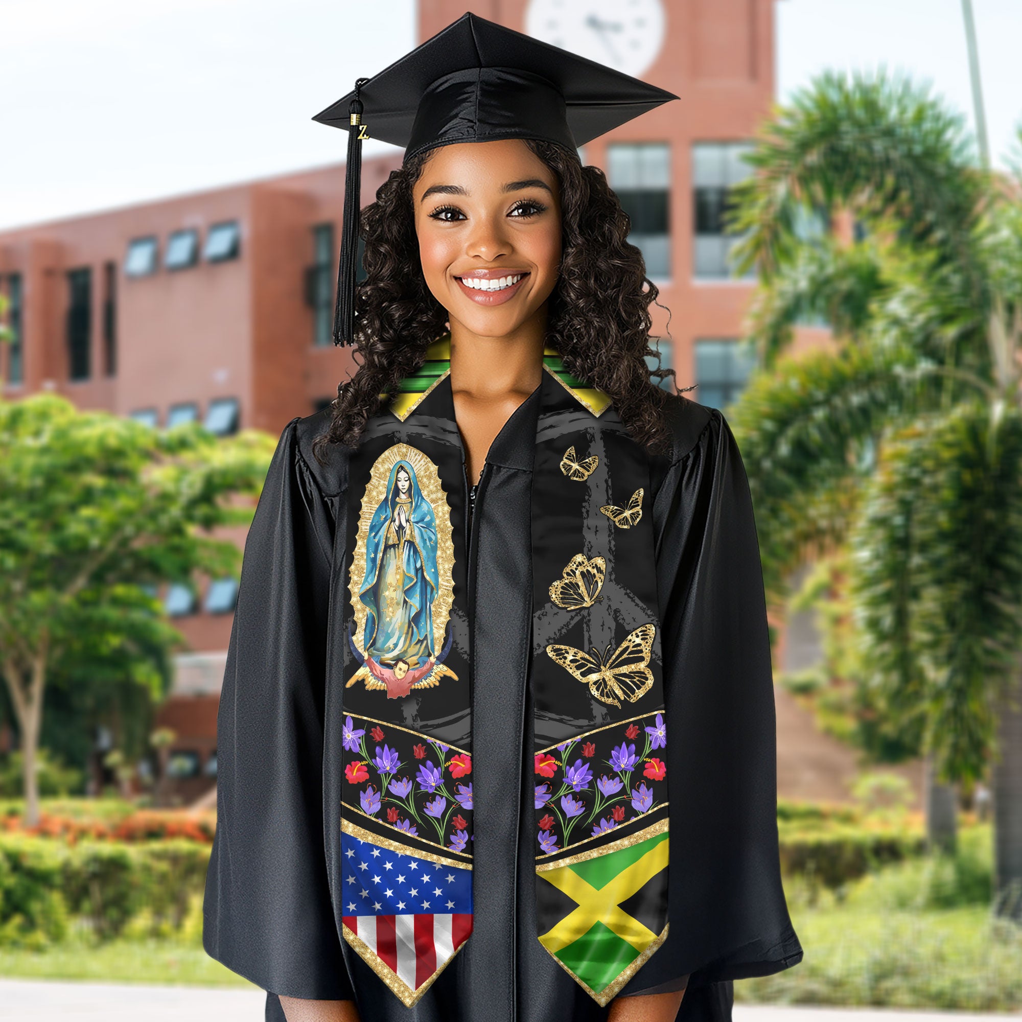 Jamaican Flag Graduation Sash 2026, Jamaica Graduation Stole, Traditional Academic Sash