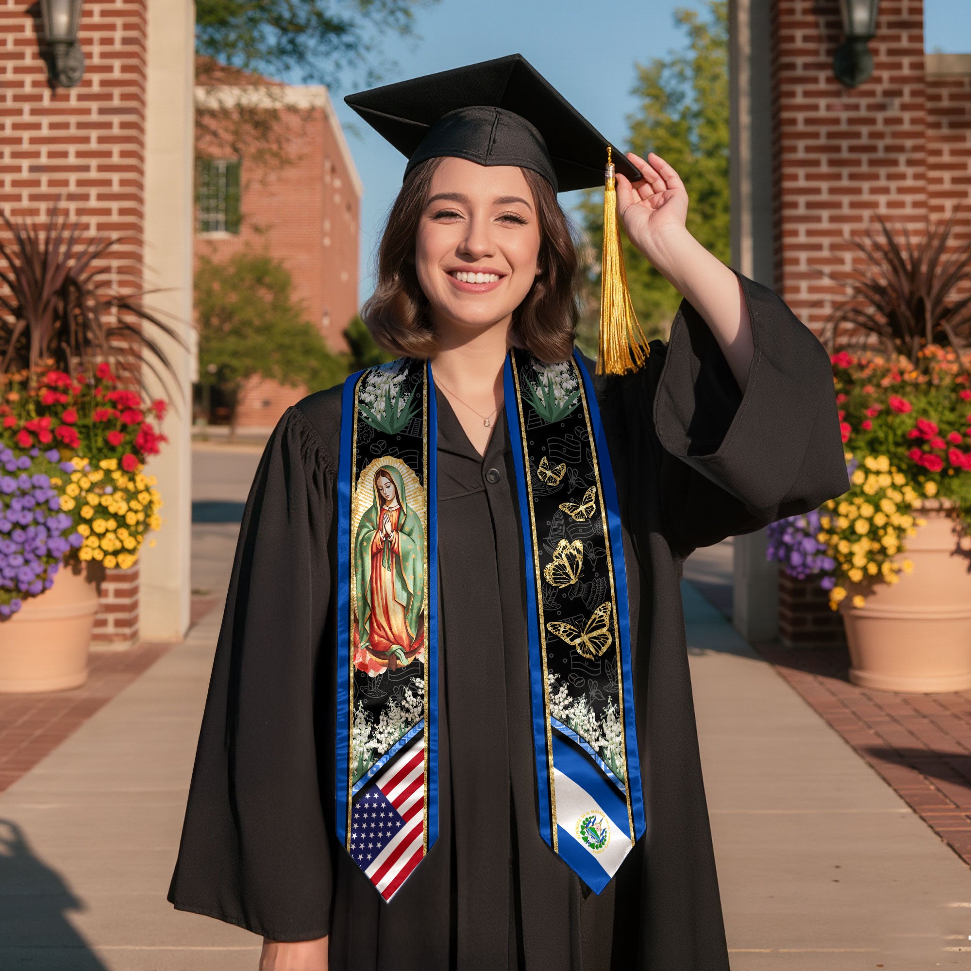 El Salvador Graduation Sash 2026, Salvadoran Flag Stole, Graduation Stole 2026
