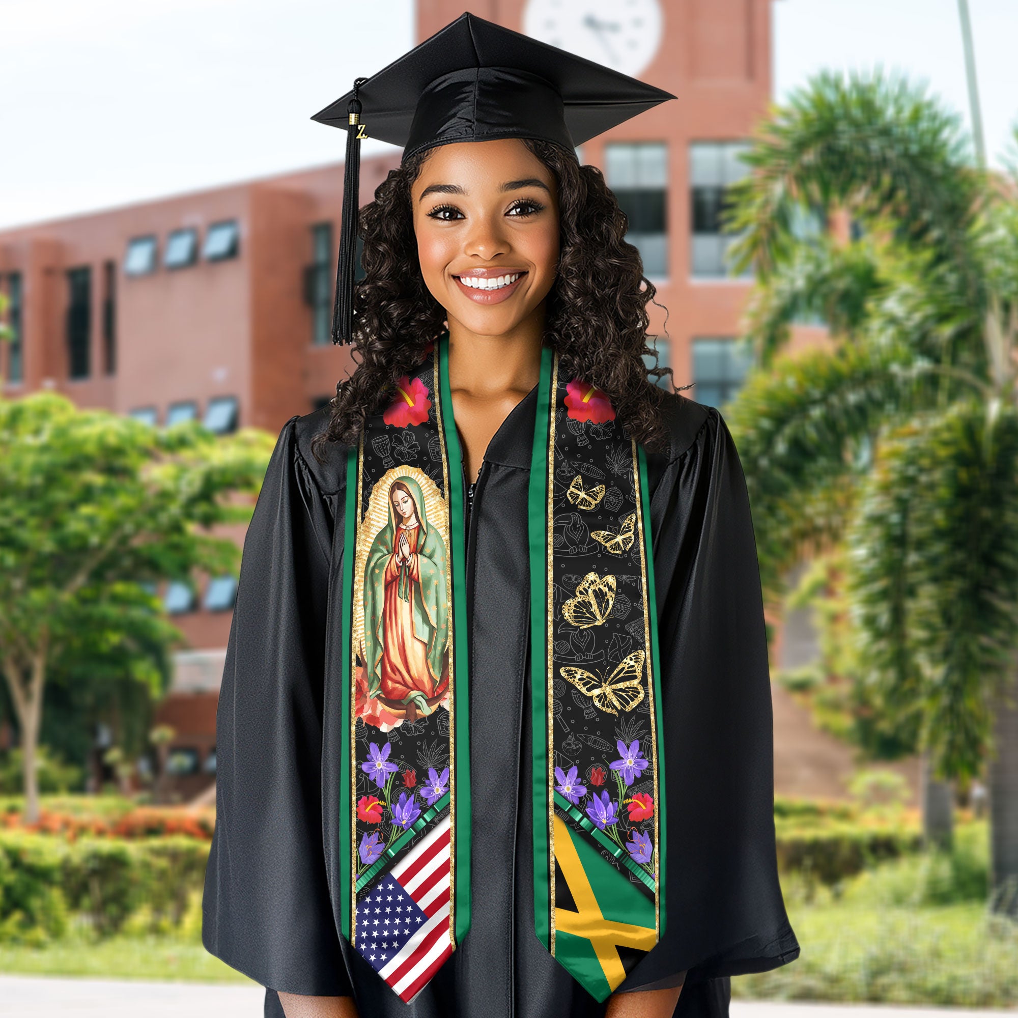 Jamaica Flag Graduation Stole 2026, Jamaican Graduation Sash, Clean and Elegant Graduation Style