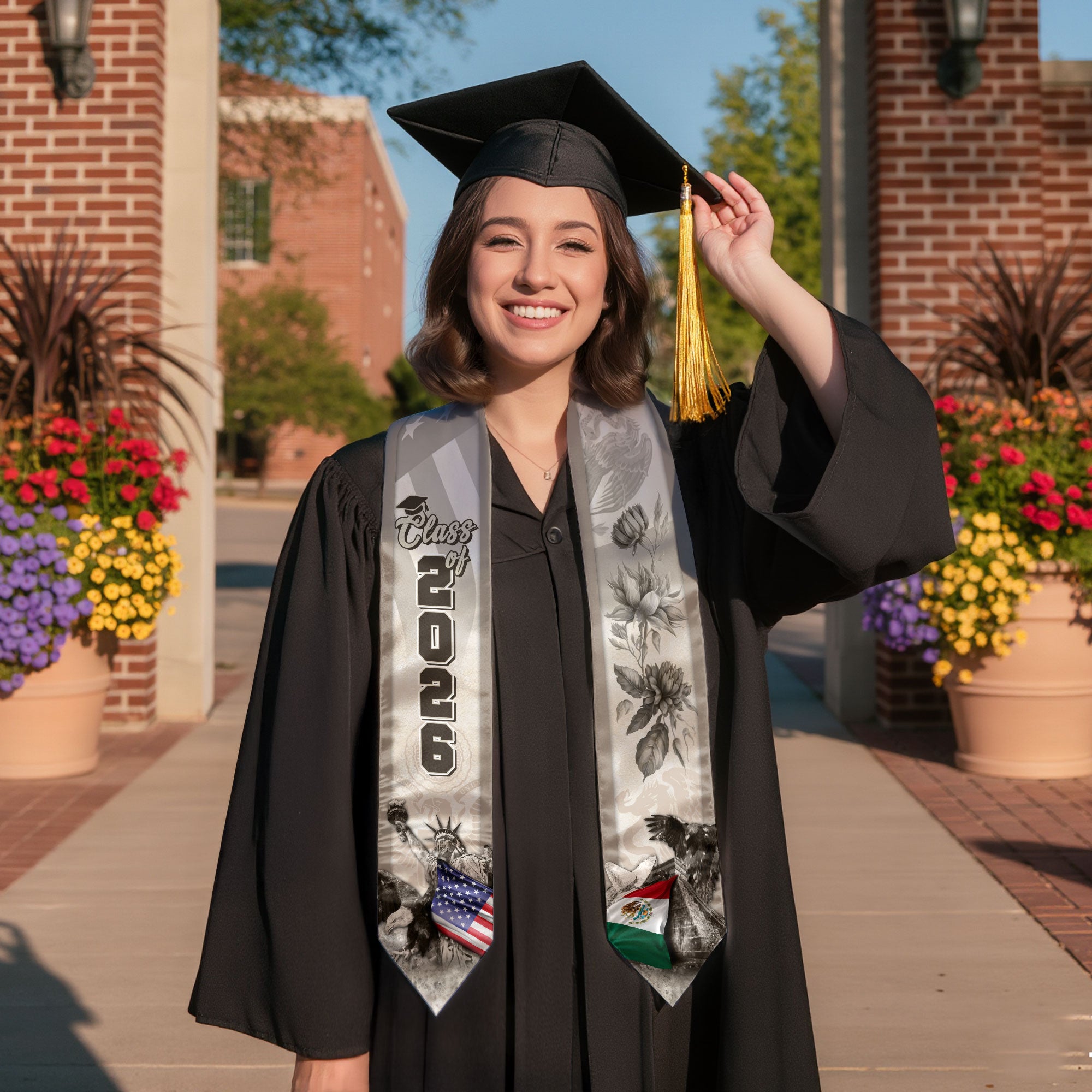Mexican Graduation Stole 2026, Mexican American Flag Sash, Graduation Stole 2026
