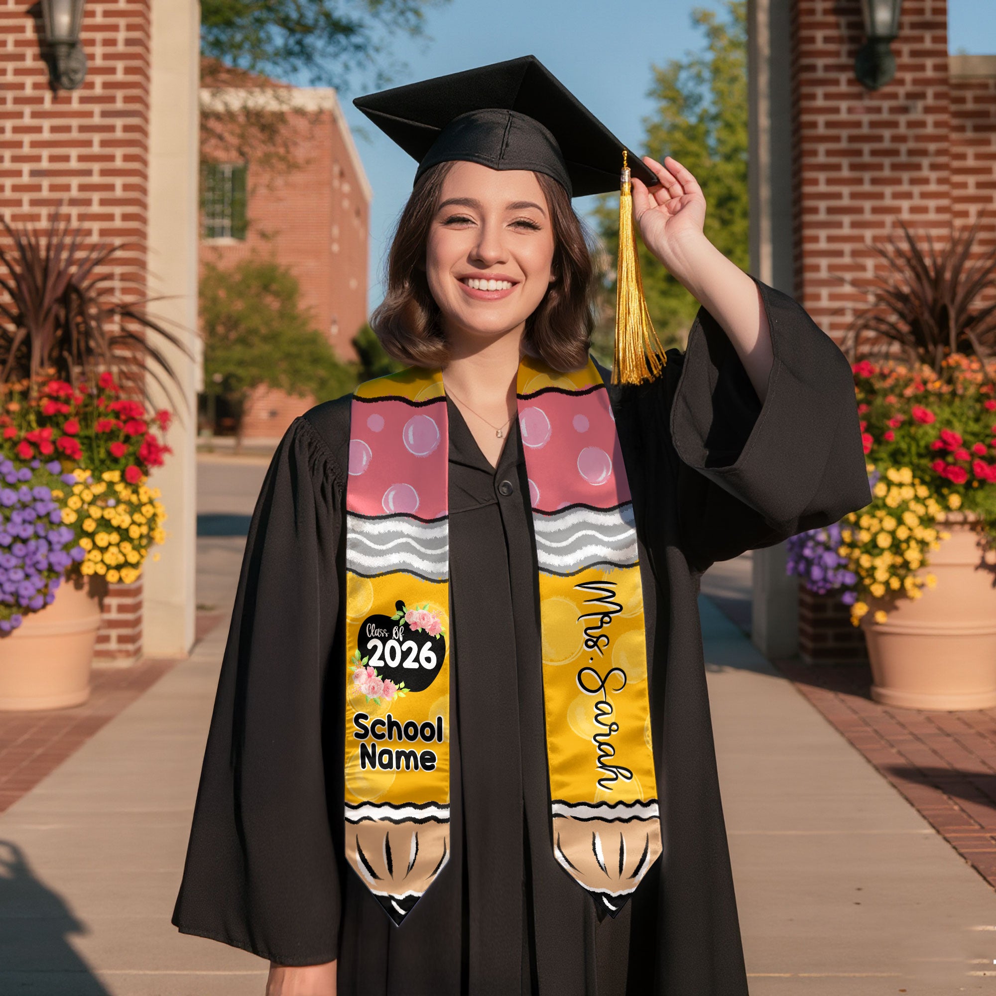Customized Teacher Graduation Sash, Educational Achievement Stole for Commencement 2026