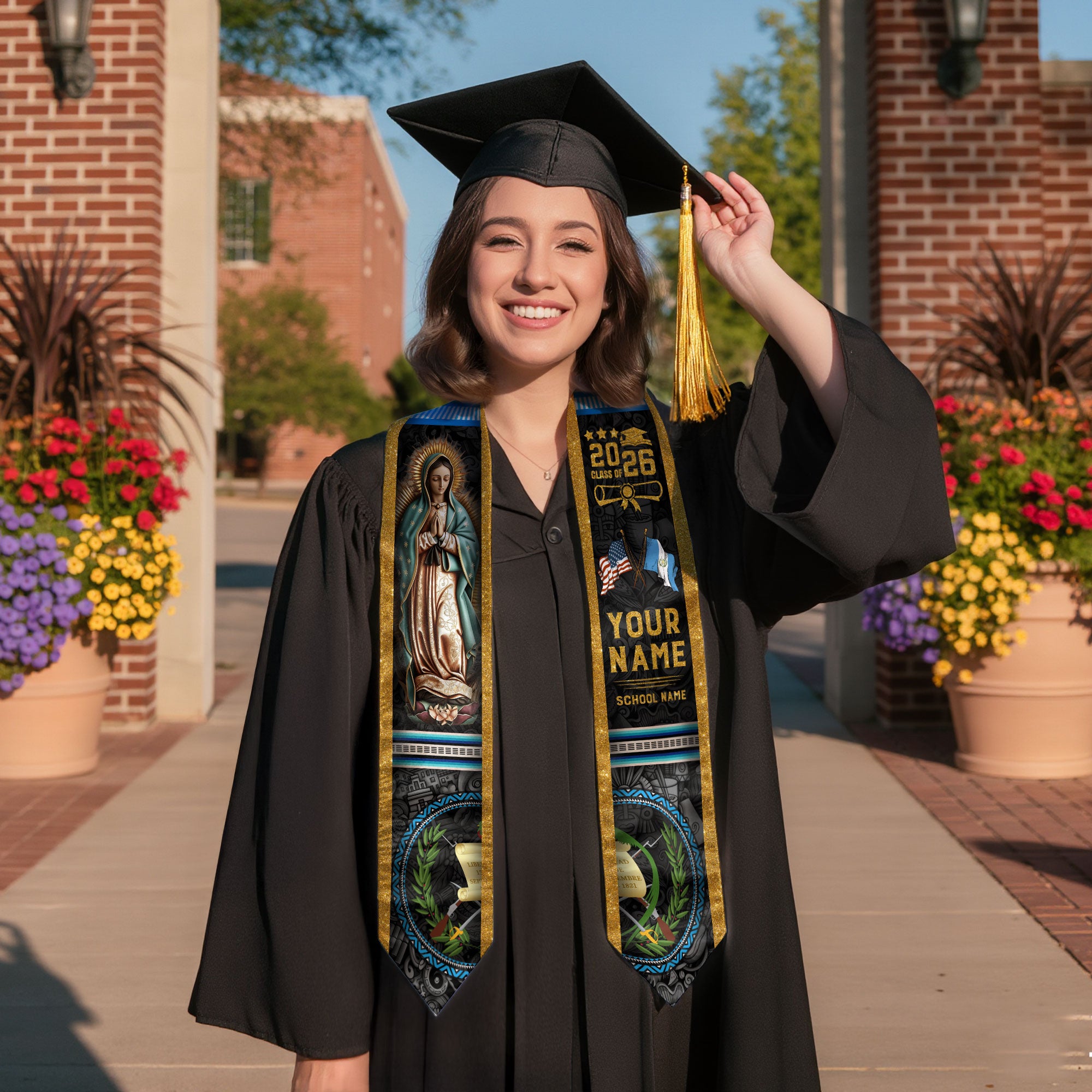 Guatemala Graduation Stole 2026, Guatemalan Flag Graduation Sash, Custom Grad Stole