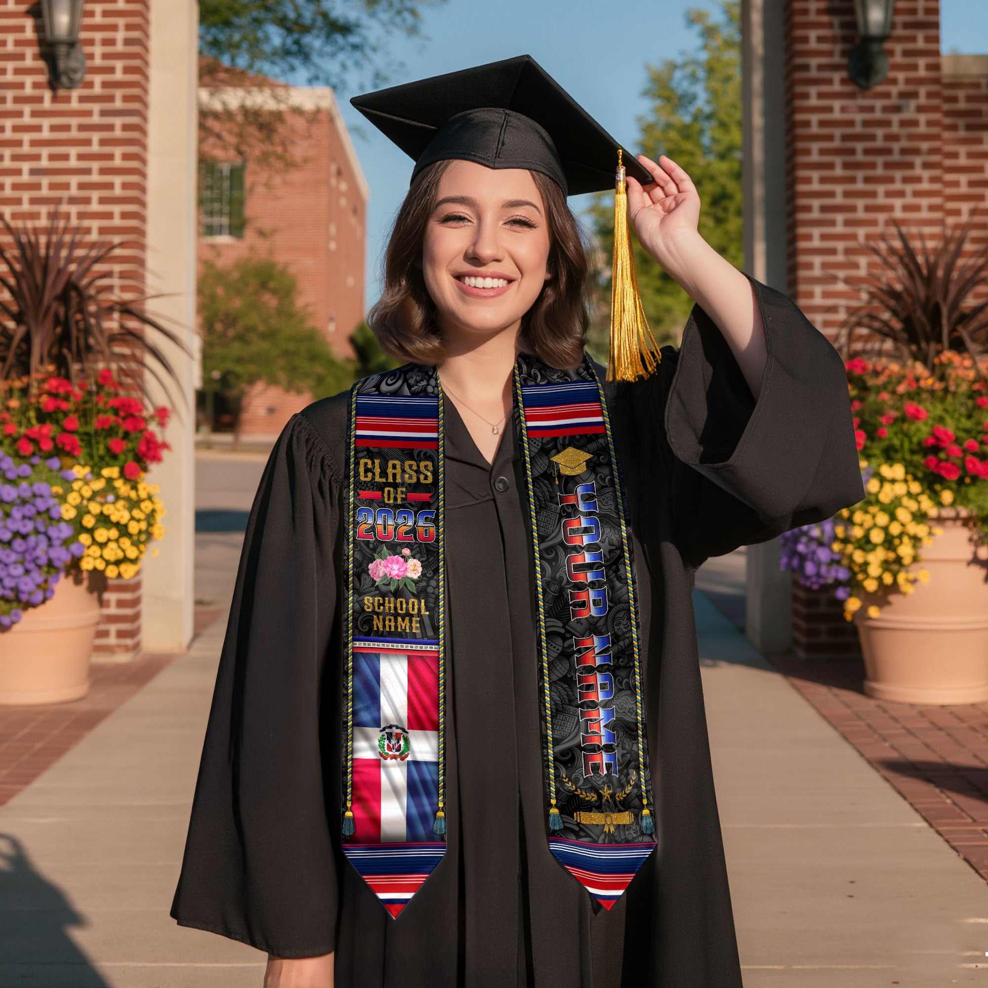 Dominican Flag Graduation Stole 2026, Dominican Stole Sash, Custom Finish for Grads