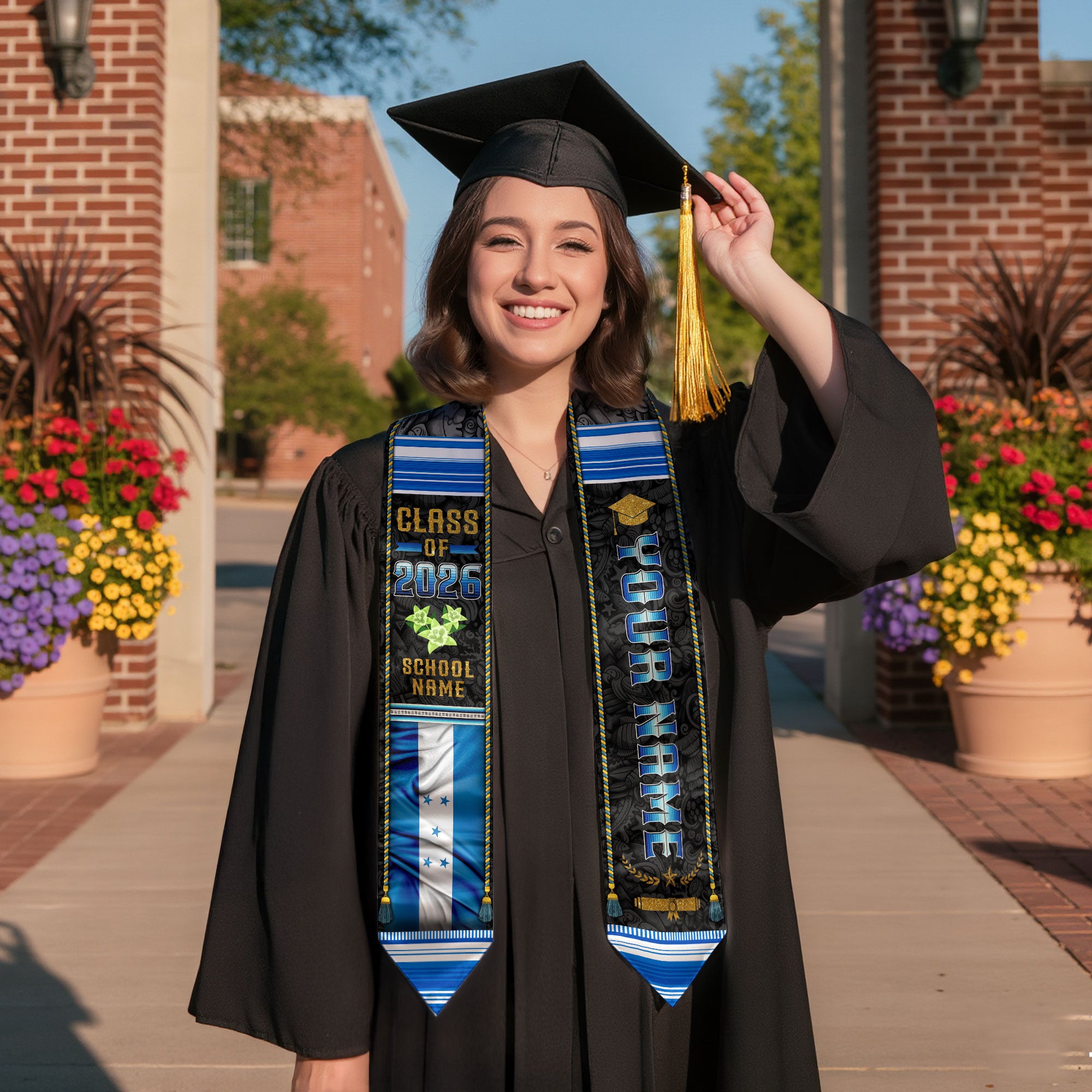Honduran Graduation Stole 2026, Honduras Flag Sash, Graduation Stole with Custom Details