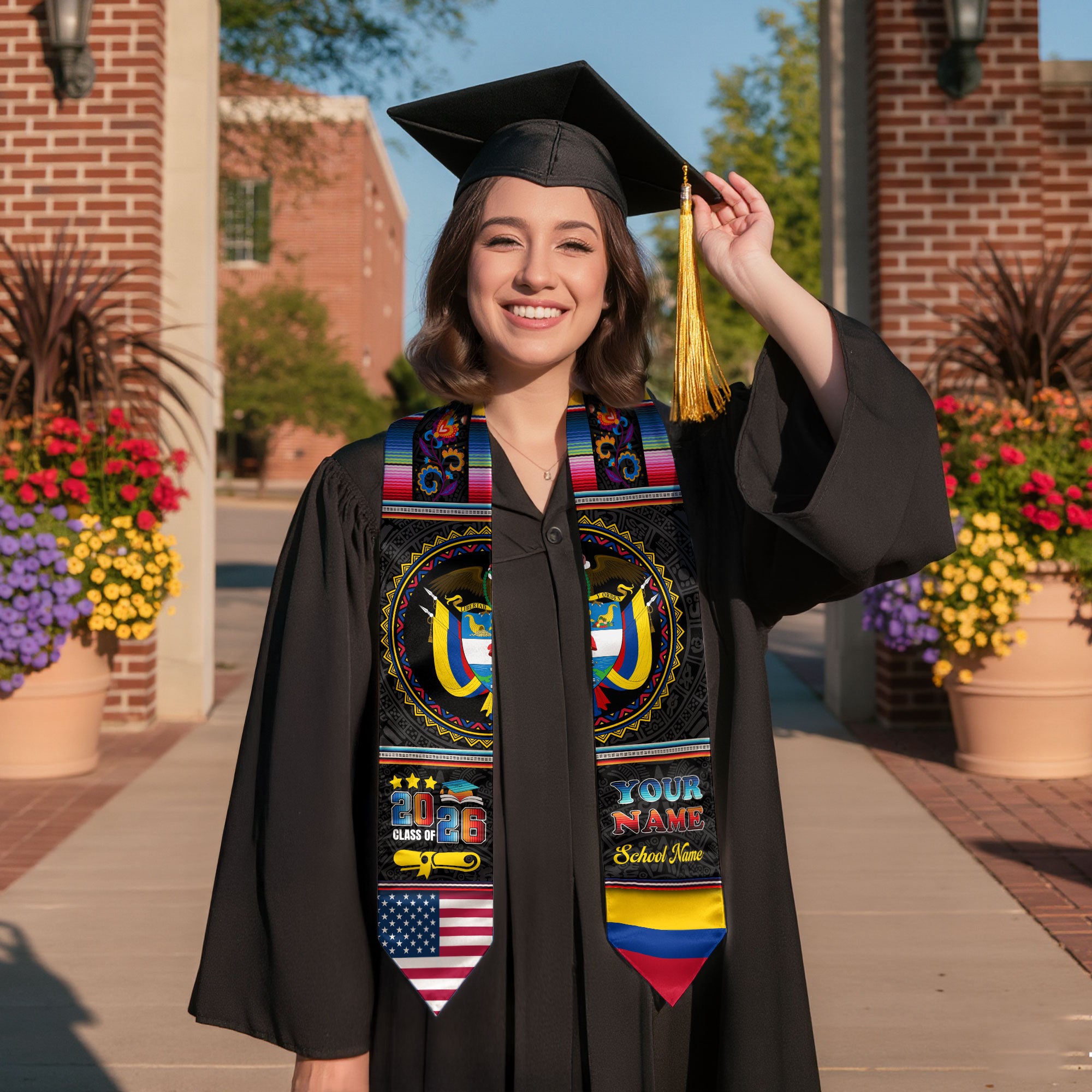 Colombian Graduation Stole 2026, Colombia Flag Sash, Personalized Touch for Graduates