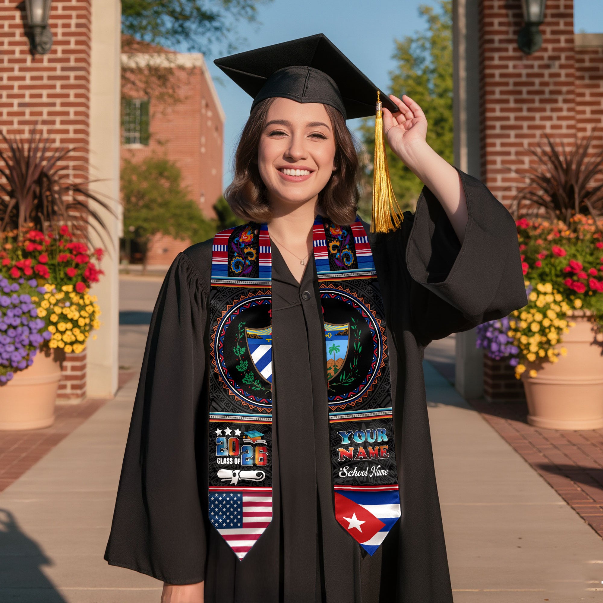 Cuban Graduation Stole 2026, Cuba Flag Sash, Personalized Touch for 2026 Graduates