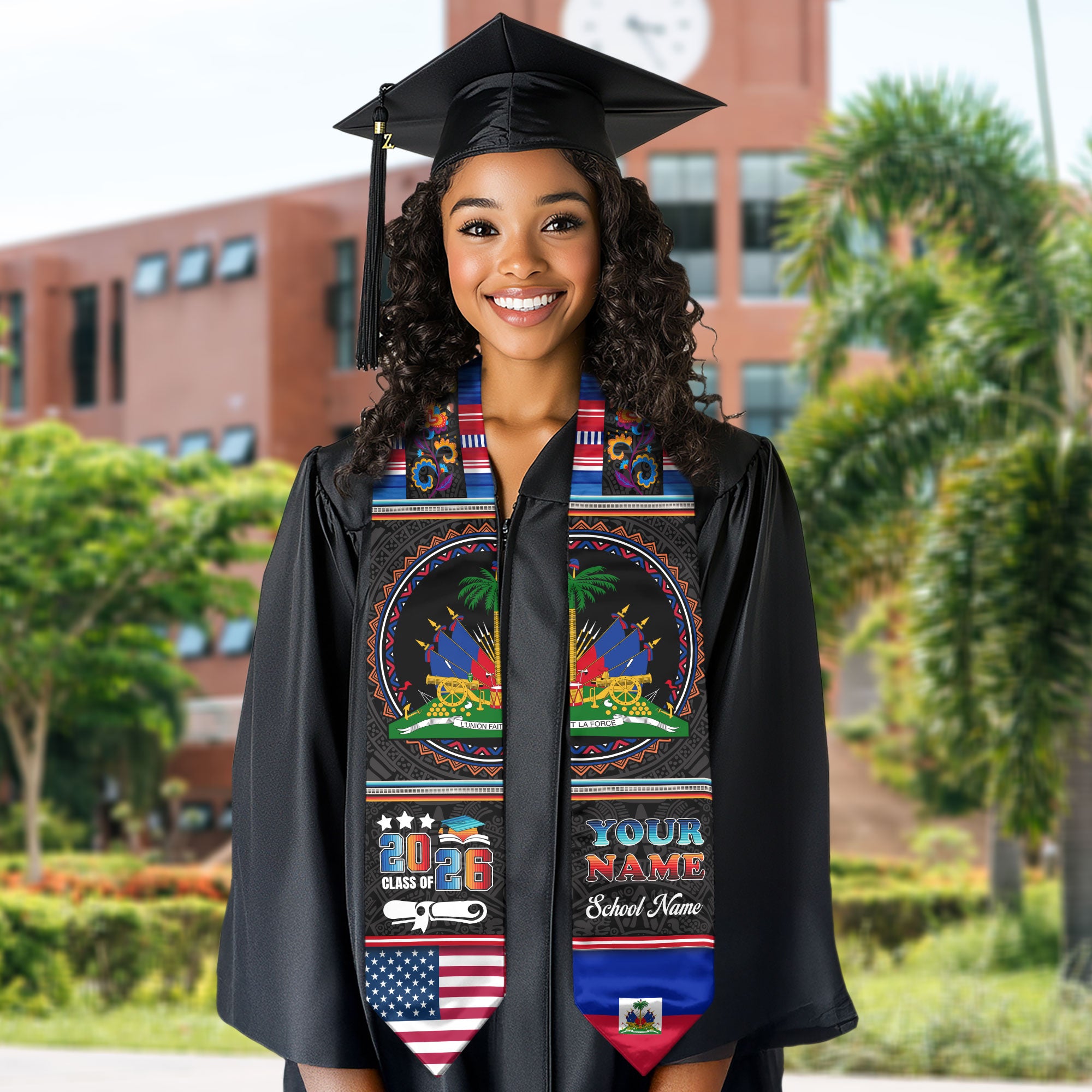 Haitian Graduation Stole 2026, Haiti Flag Sash, Personalized Touch for 2026 Graduates